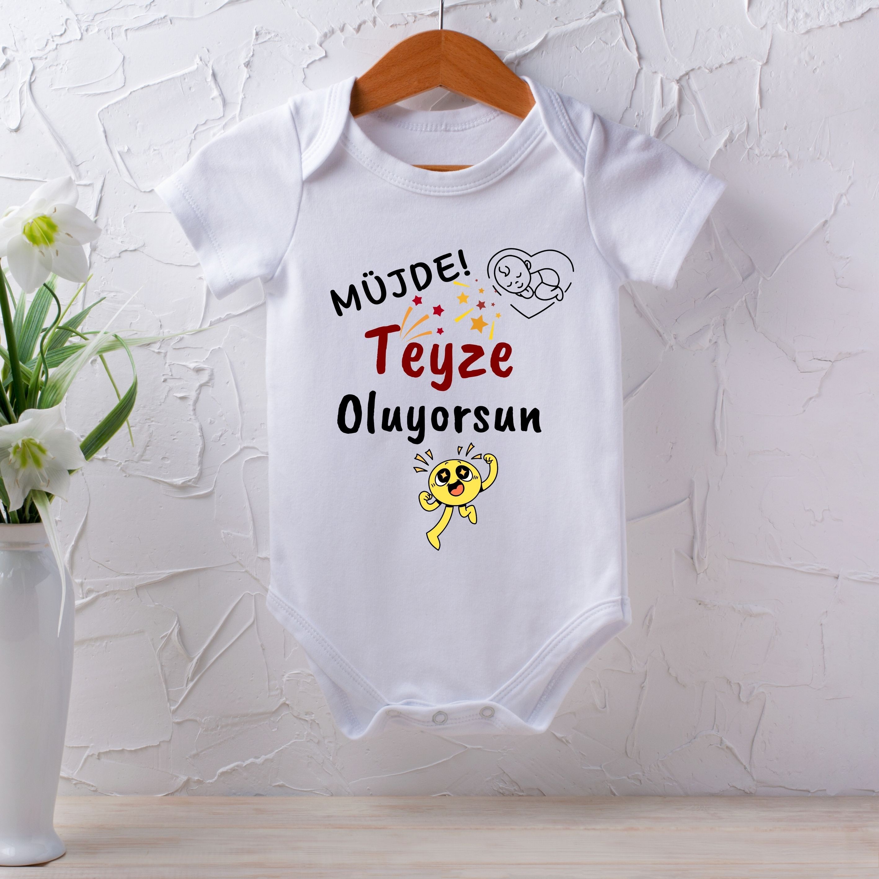 Müjde Babaanne-Anneanne Oluyorsun Kişiye Özel Bebek Zıbın - %100 Pamuk