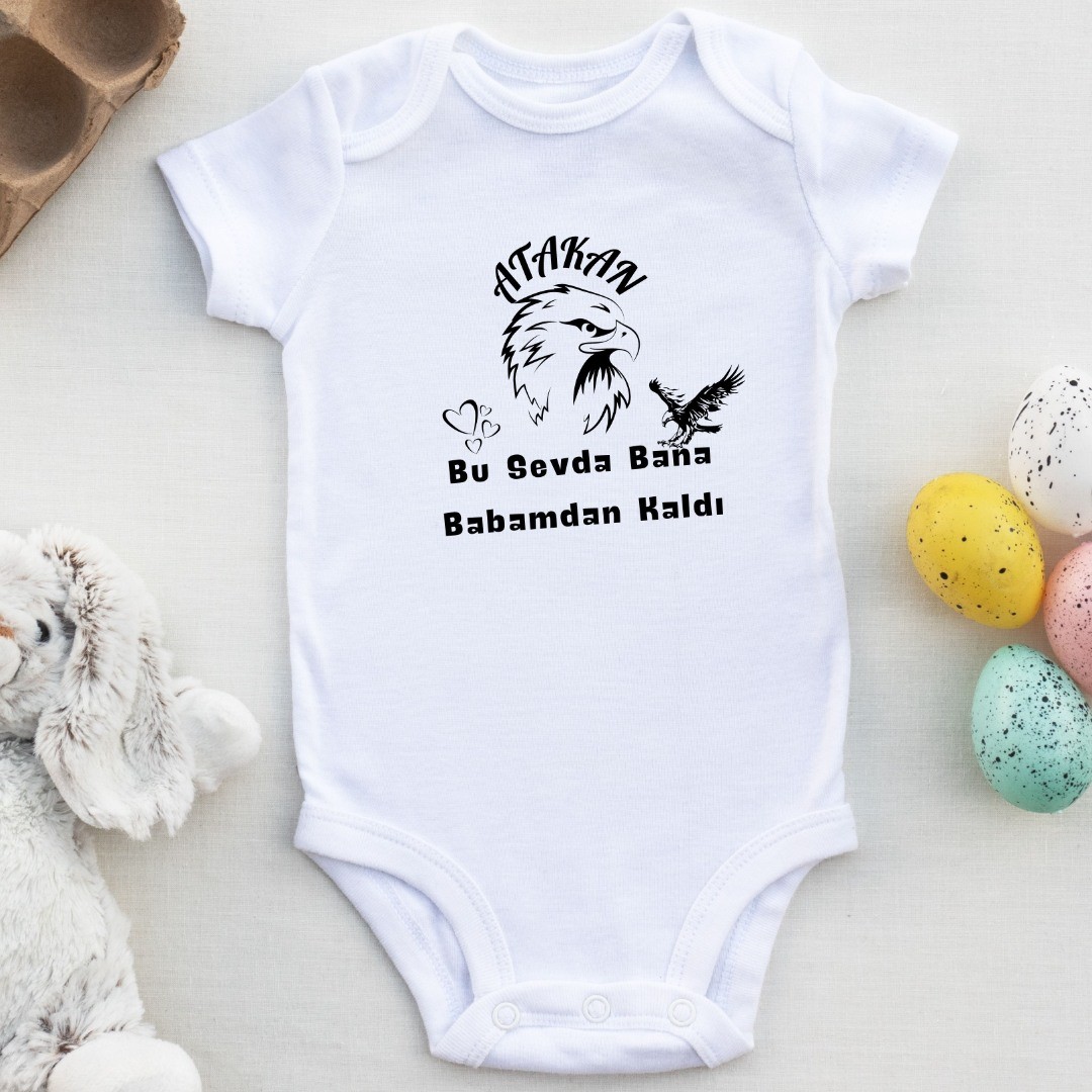 Kişiye özel bebek Zıbın Bu sevda bana babamdan kaldı Kara kartal