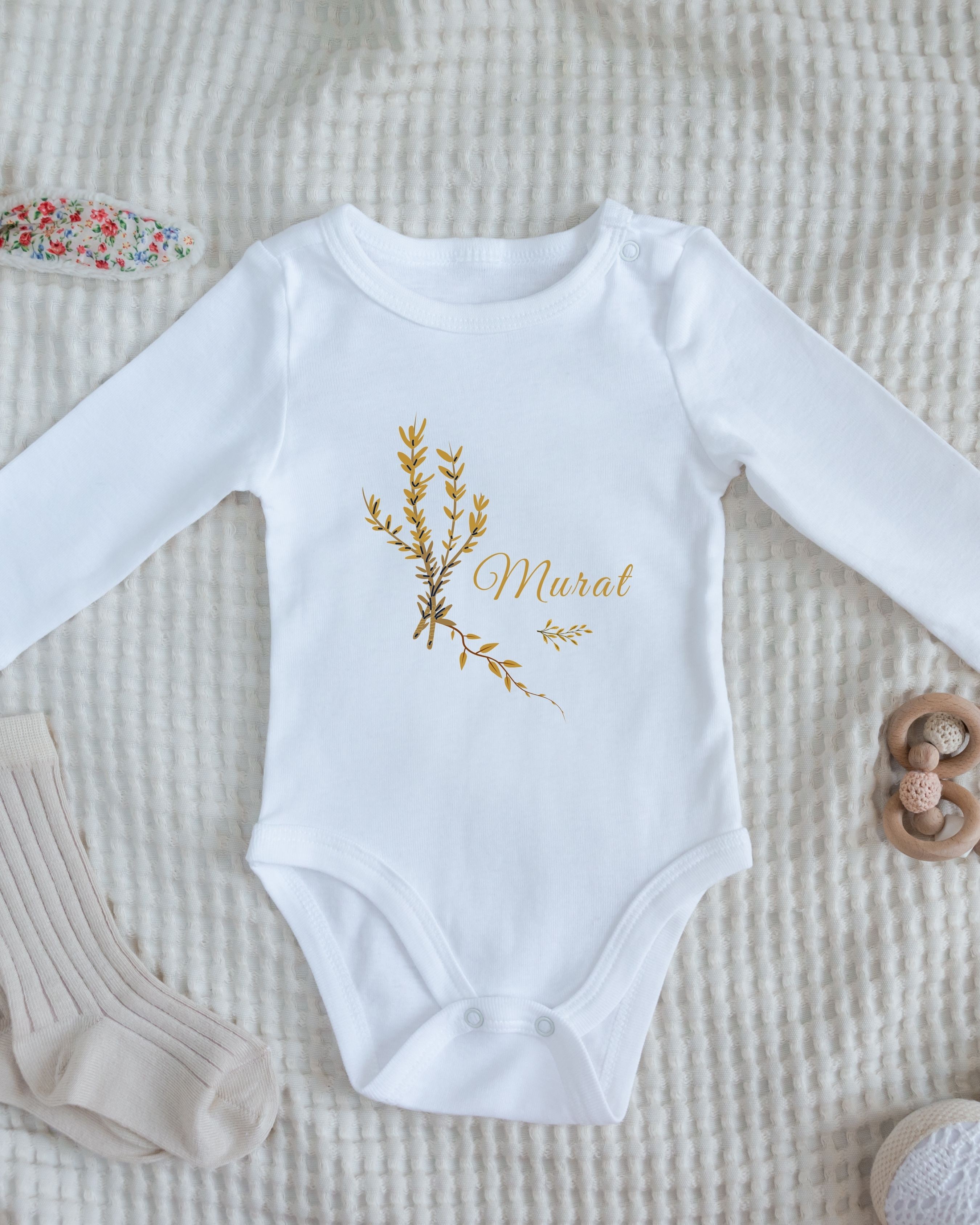 İsimli Kişiye Özel Bebek Zıbın - %100 Pamuk