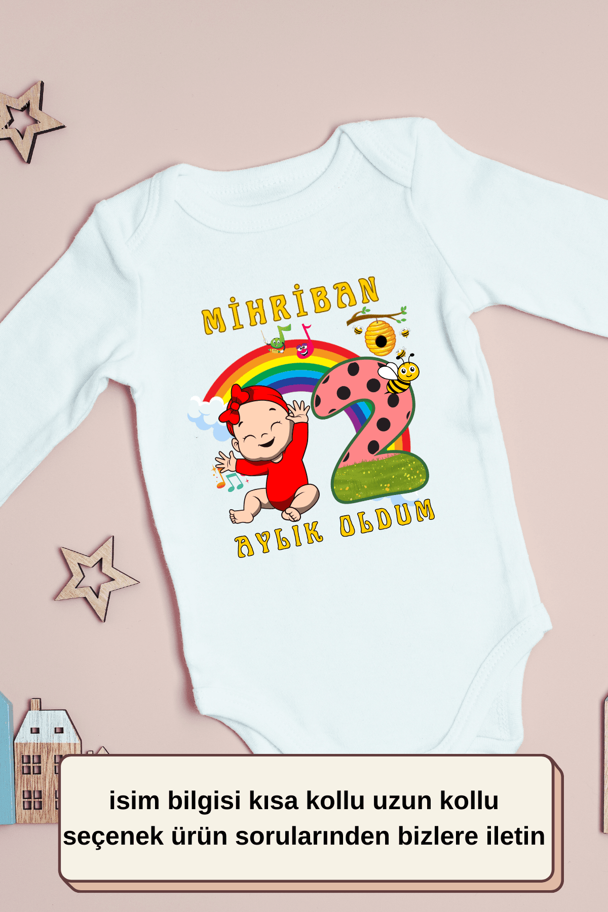 Bebeğinizin Her Ayına Özel Tasarımlar Aylık Oldum Yazılı Kişiye özel Bebek Zıbın