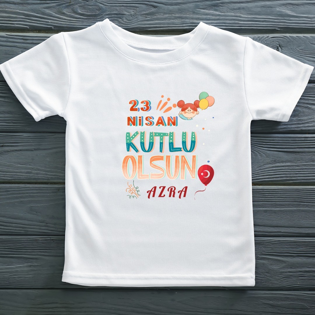 23 Nisan Kutlu Olsun Çocuk Bayramı Yazılı Çocuk Tişörtü