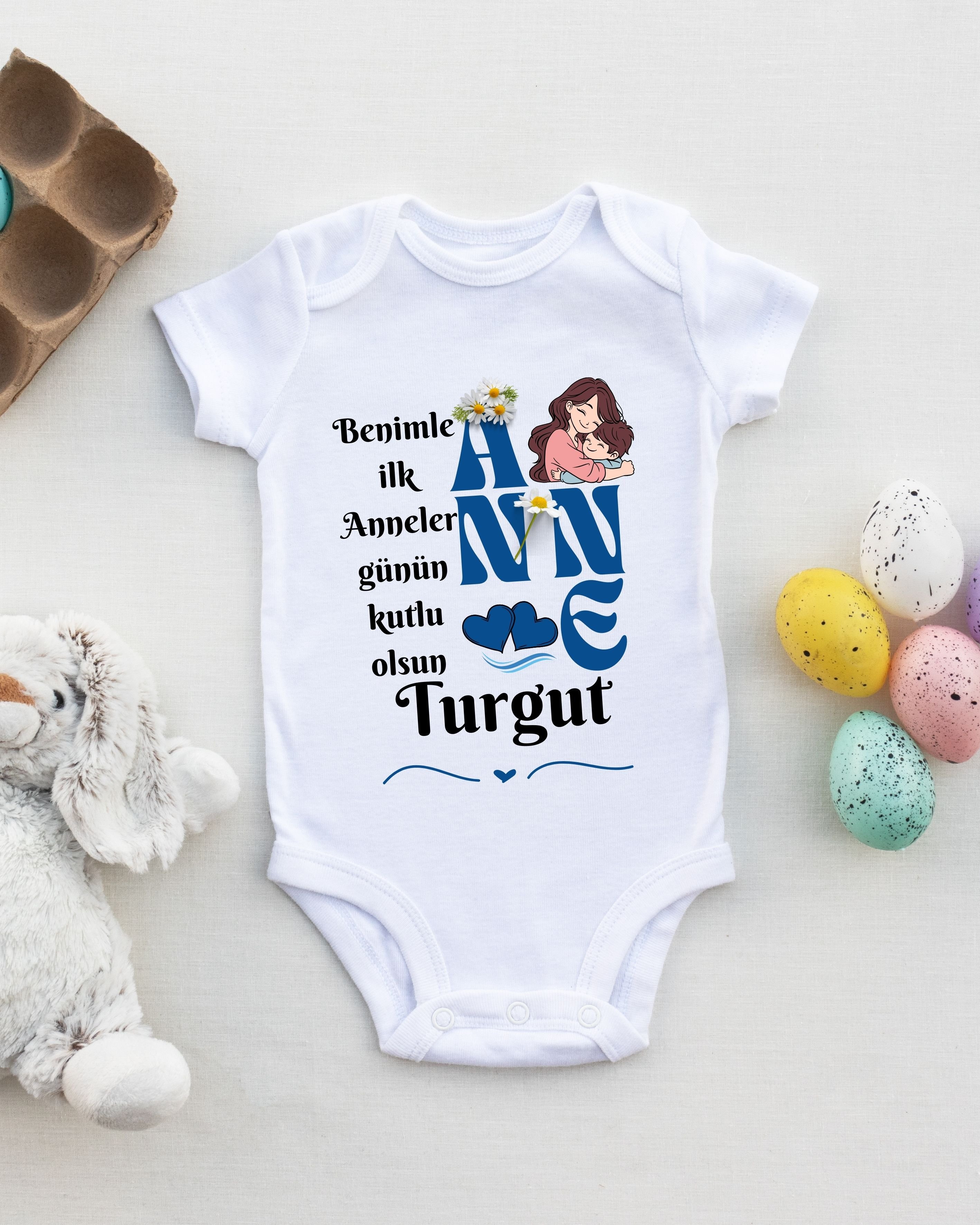 Benimle İlk Anneler Günü Yazılı Kişiye özel Bebek Zıbın