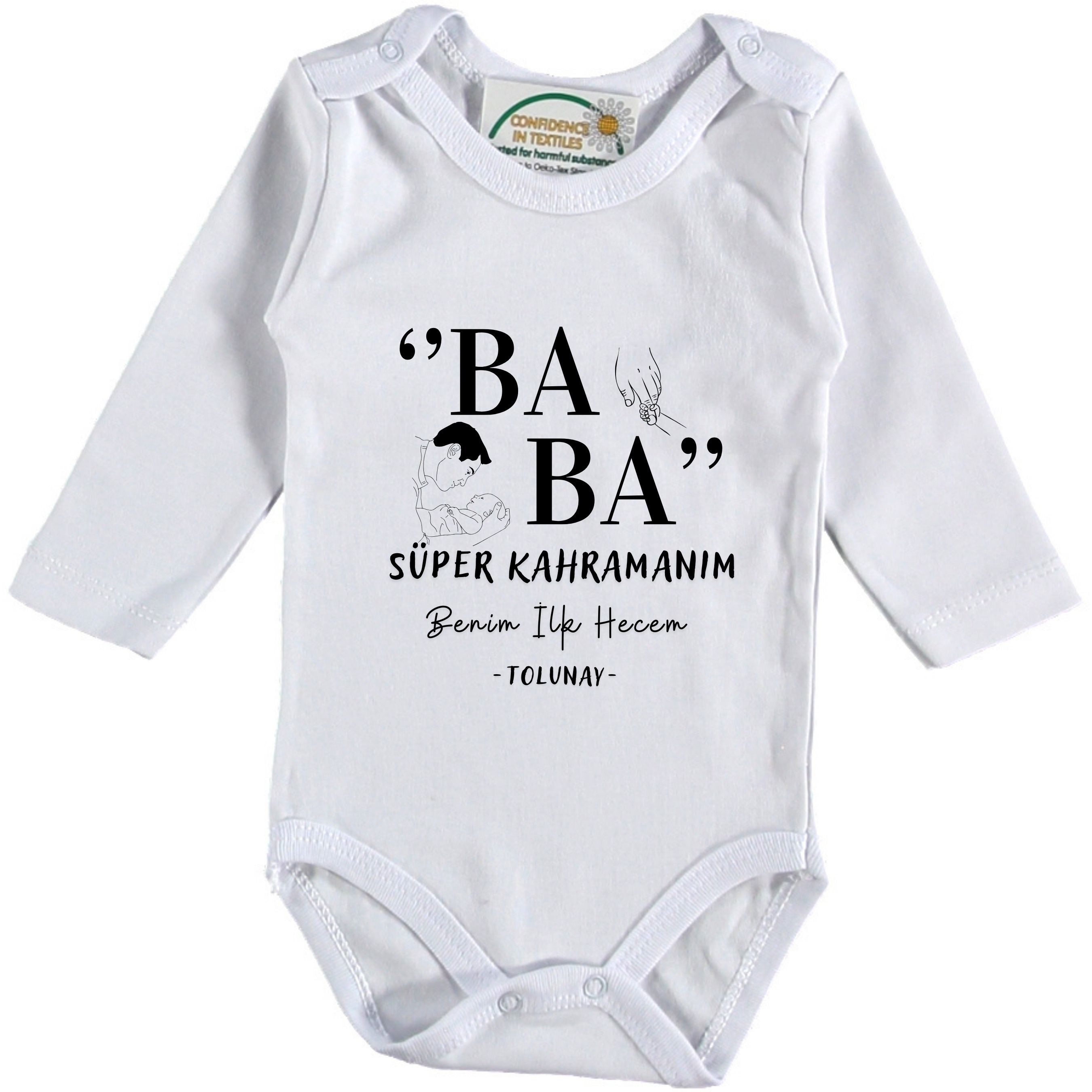 Baba Süper Kahramanın İlk hecem Kişiye Özel Bebek Zıbın
