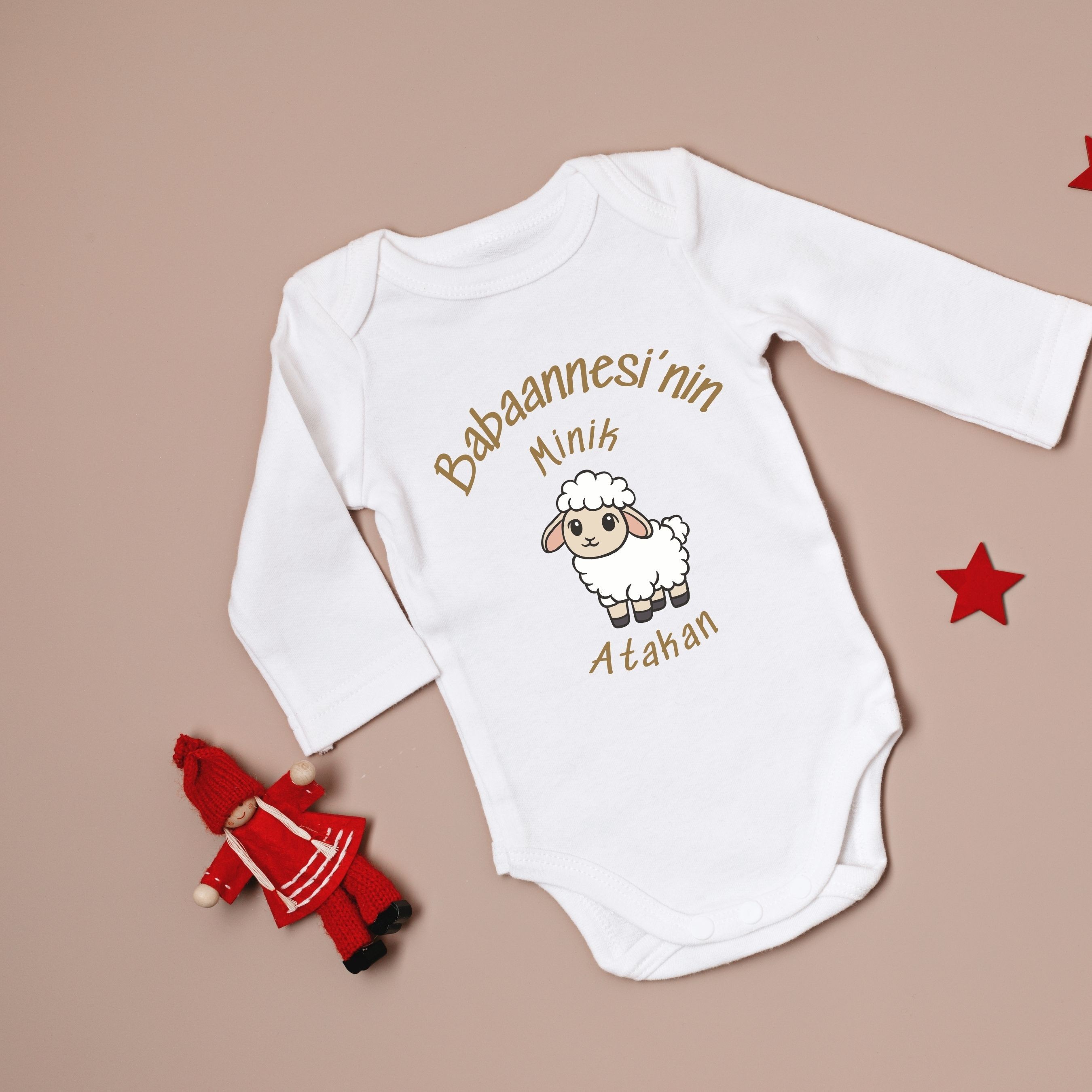 Minik Kuzusu Yazılı Kişiye Özel Bebek Zıbın
