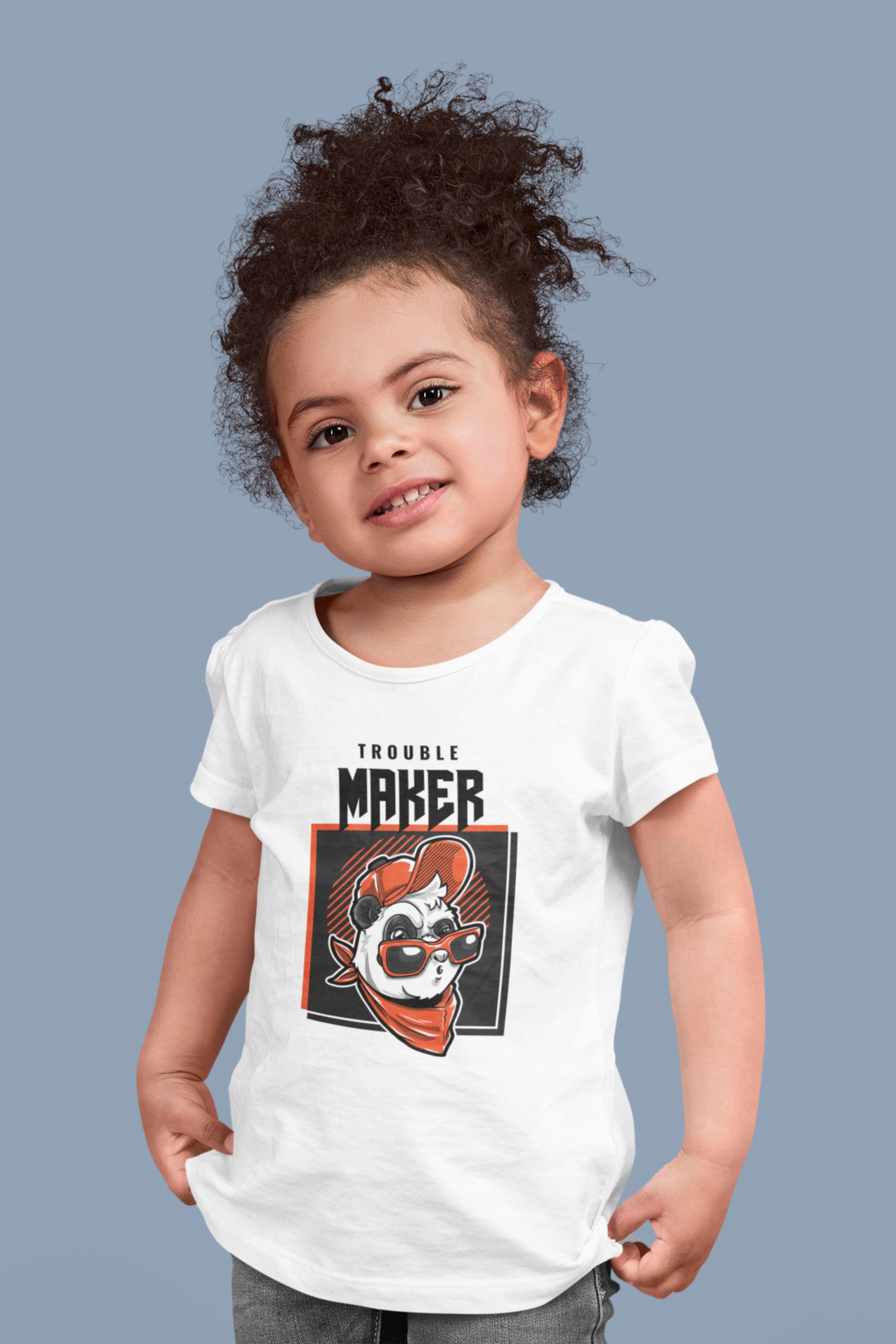 Trouble Maker Tasarımlı Unisex Çocuk Tişört - %100 Pamuklu Kumaş