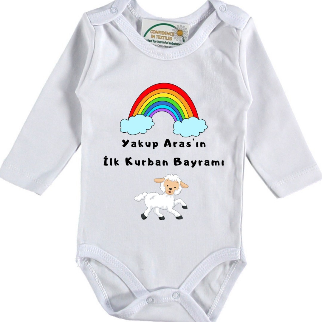 İlk Bayramım temalı Baskılı Bebek Zıbını