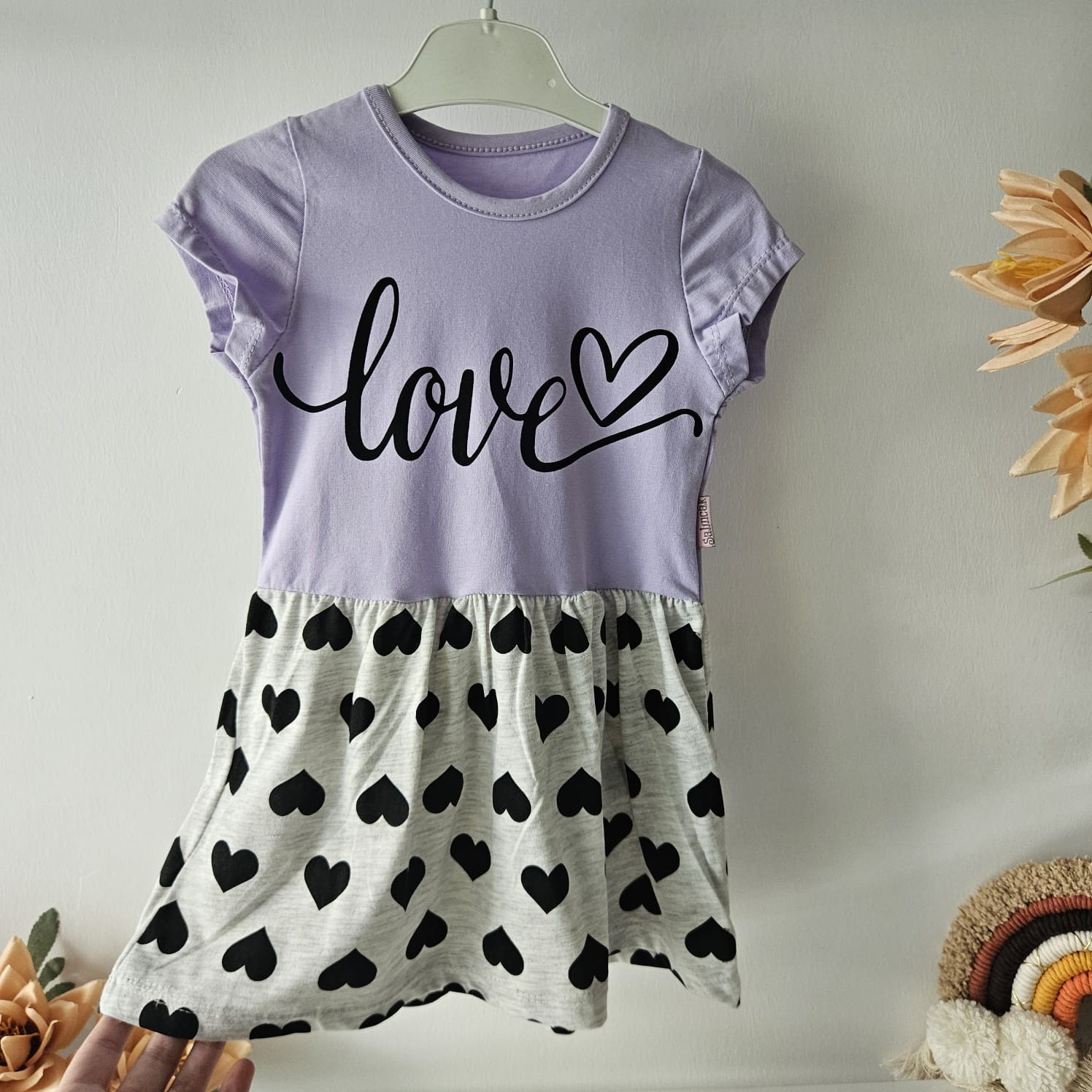 Love Baskılı Elbise 
