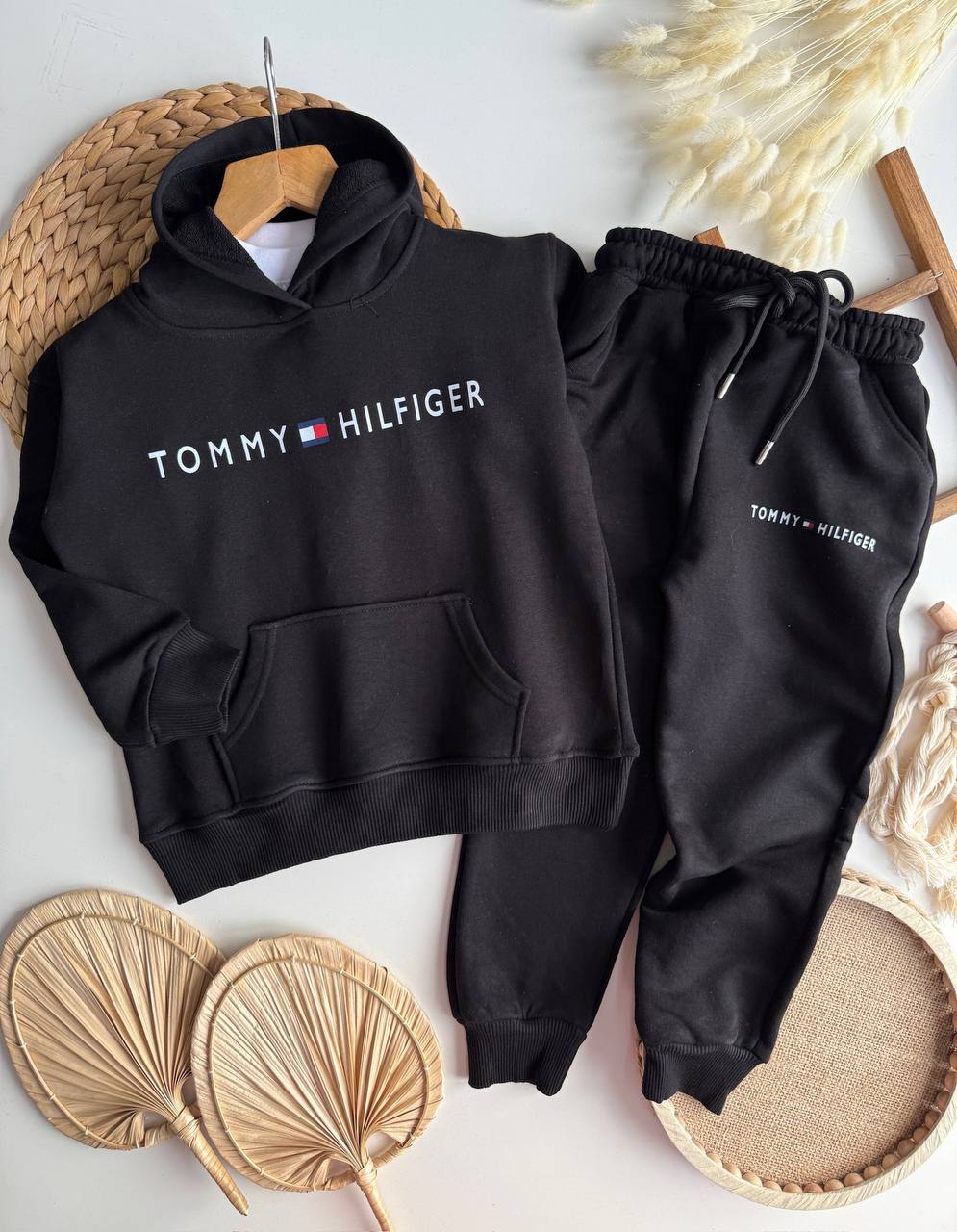 3iplik Kapişonlu Takım siyah