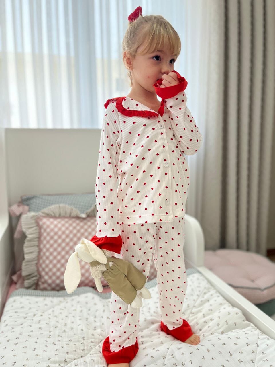 Kalp Baskılı Pijama Takımı