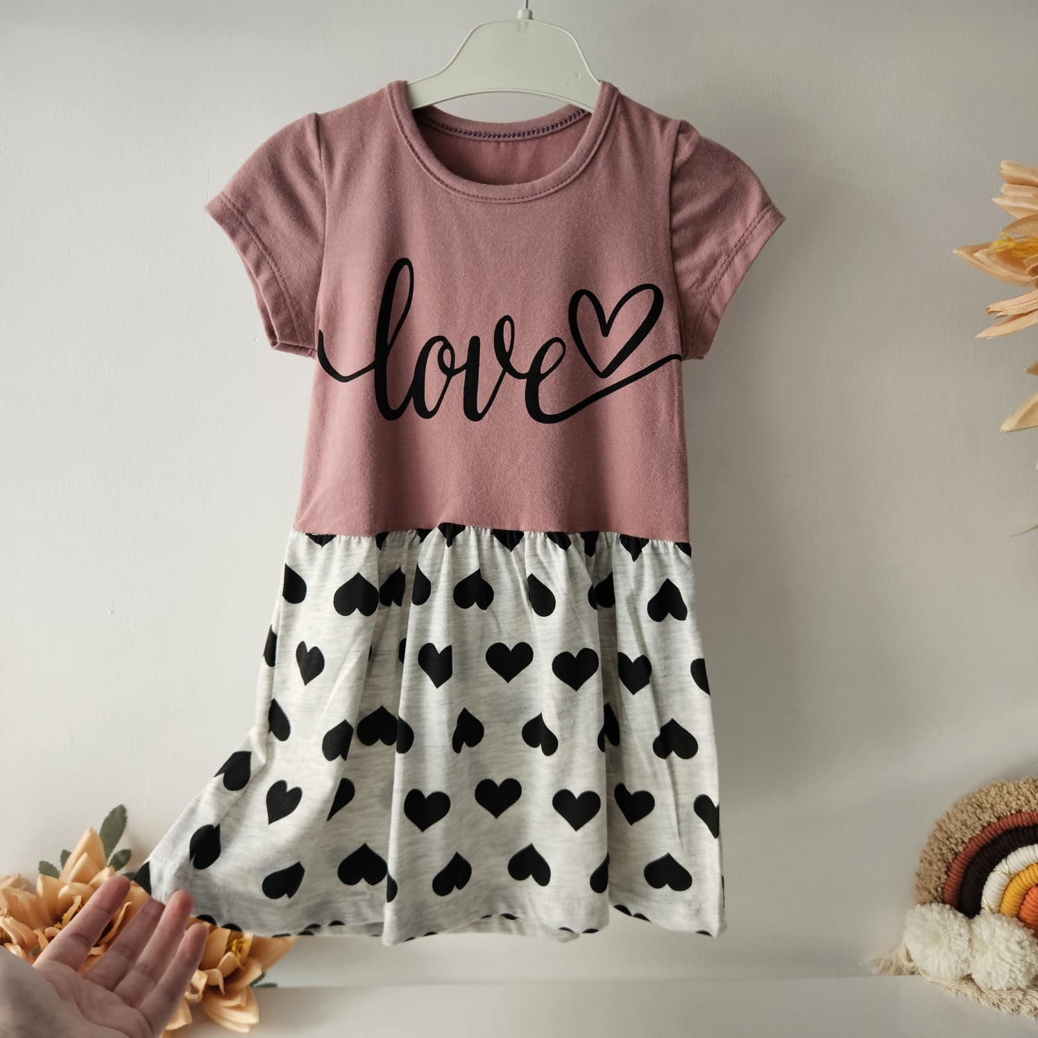 Love Baskılı Elbise