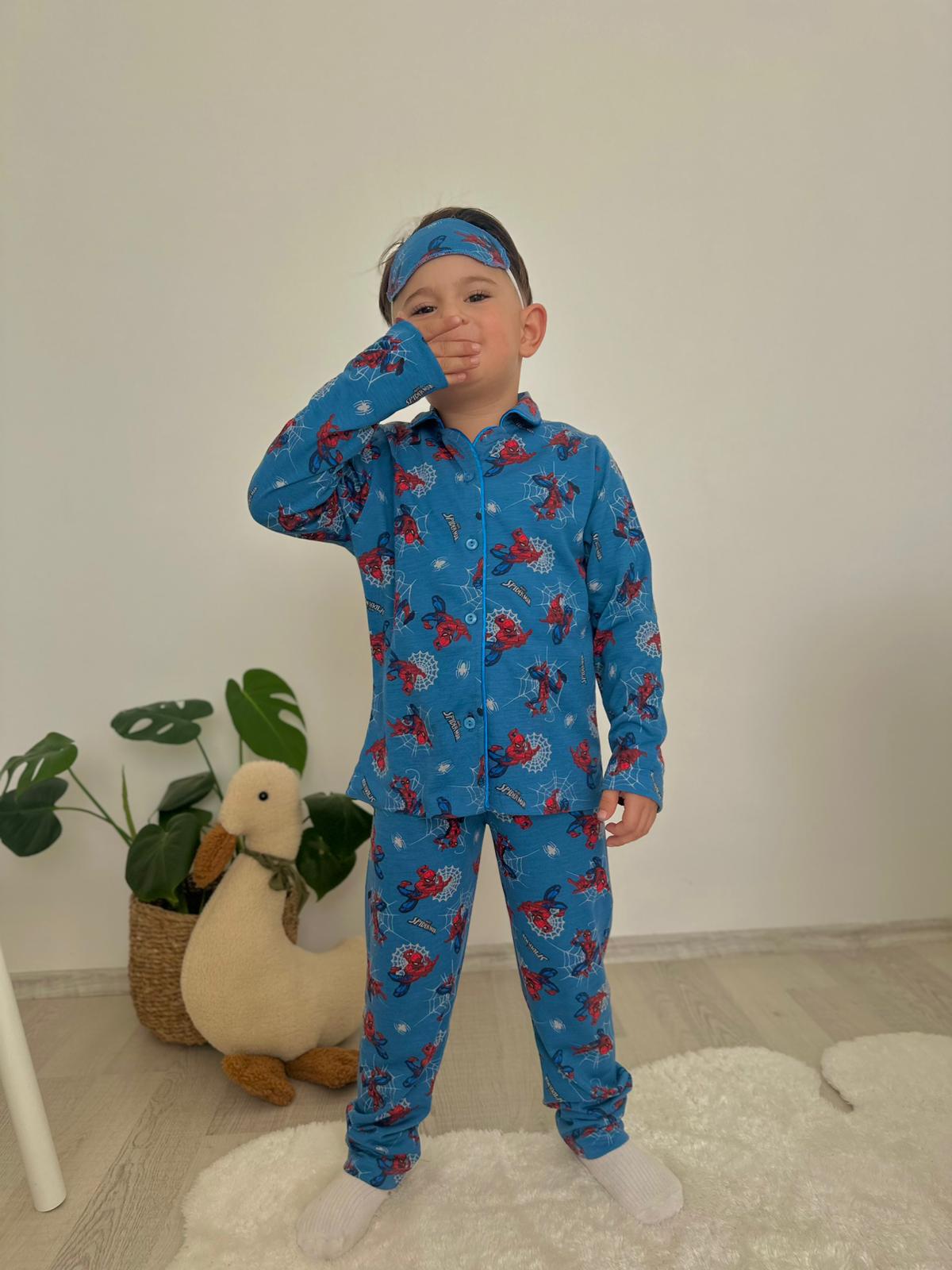 Baskılı Pijama Takım Göz Bandanalı