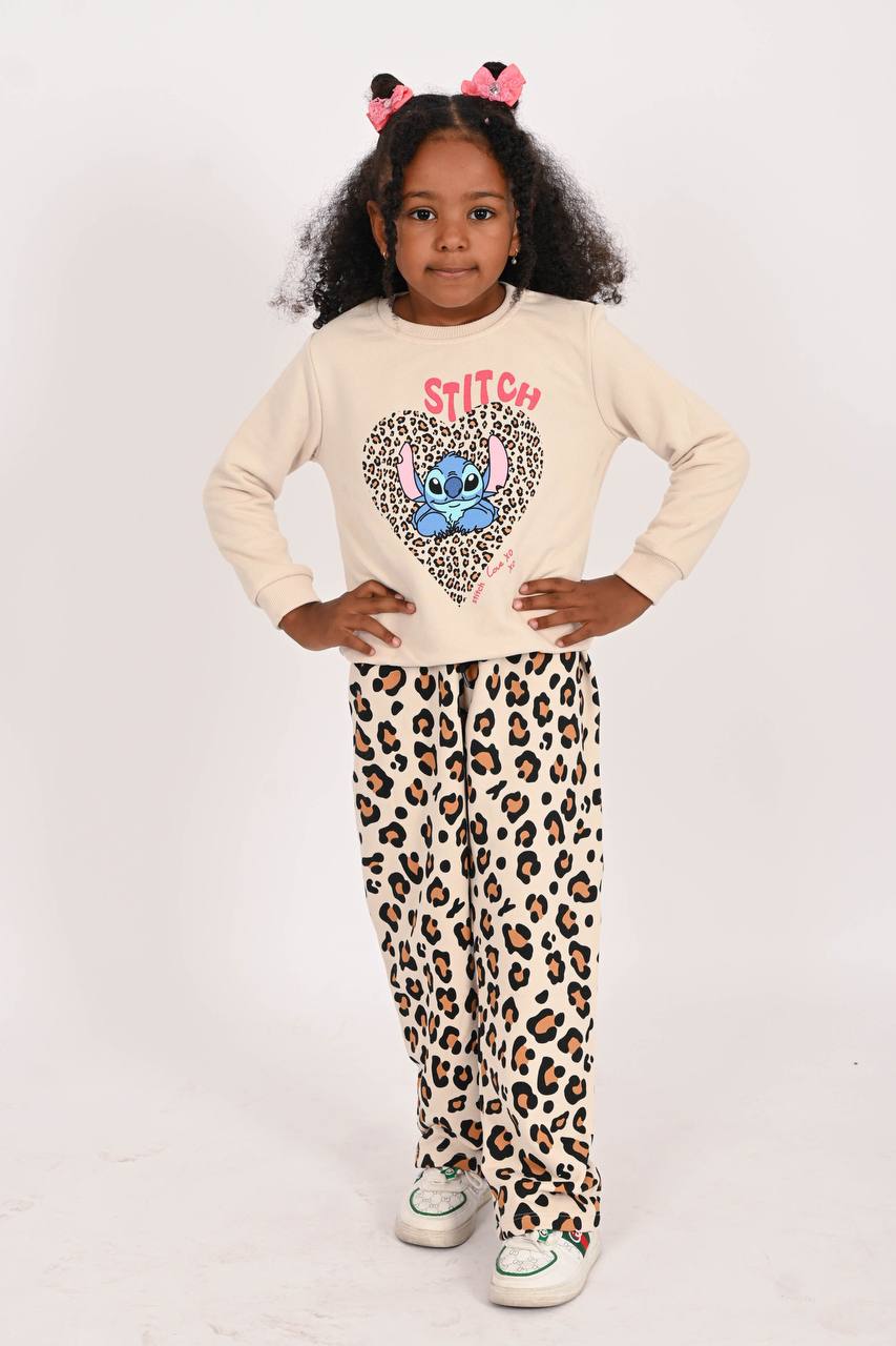 3 İplik Leopar Baskılı Takım