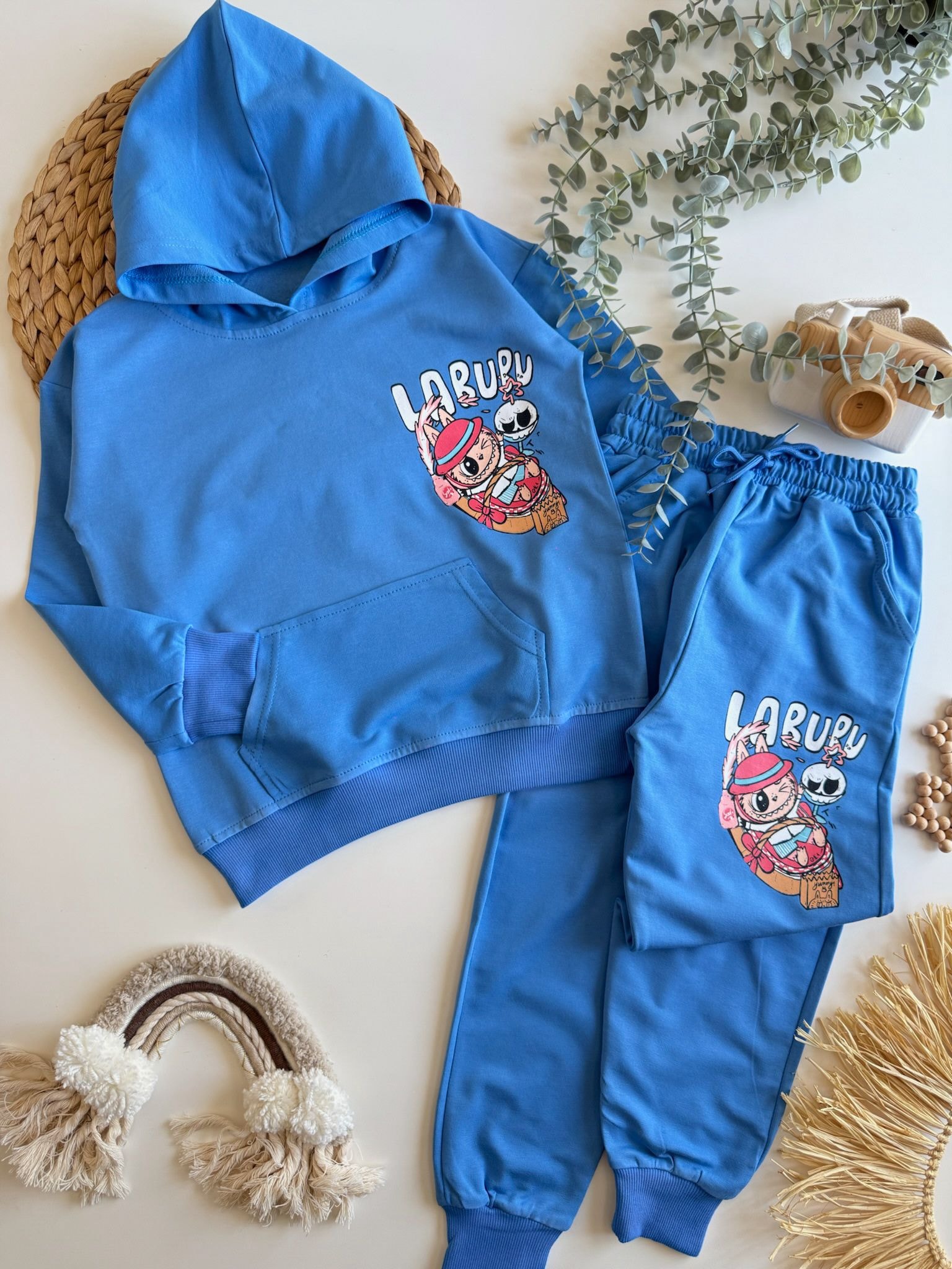 Labubu Baskılı Kapuşonlu Takım