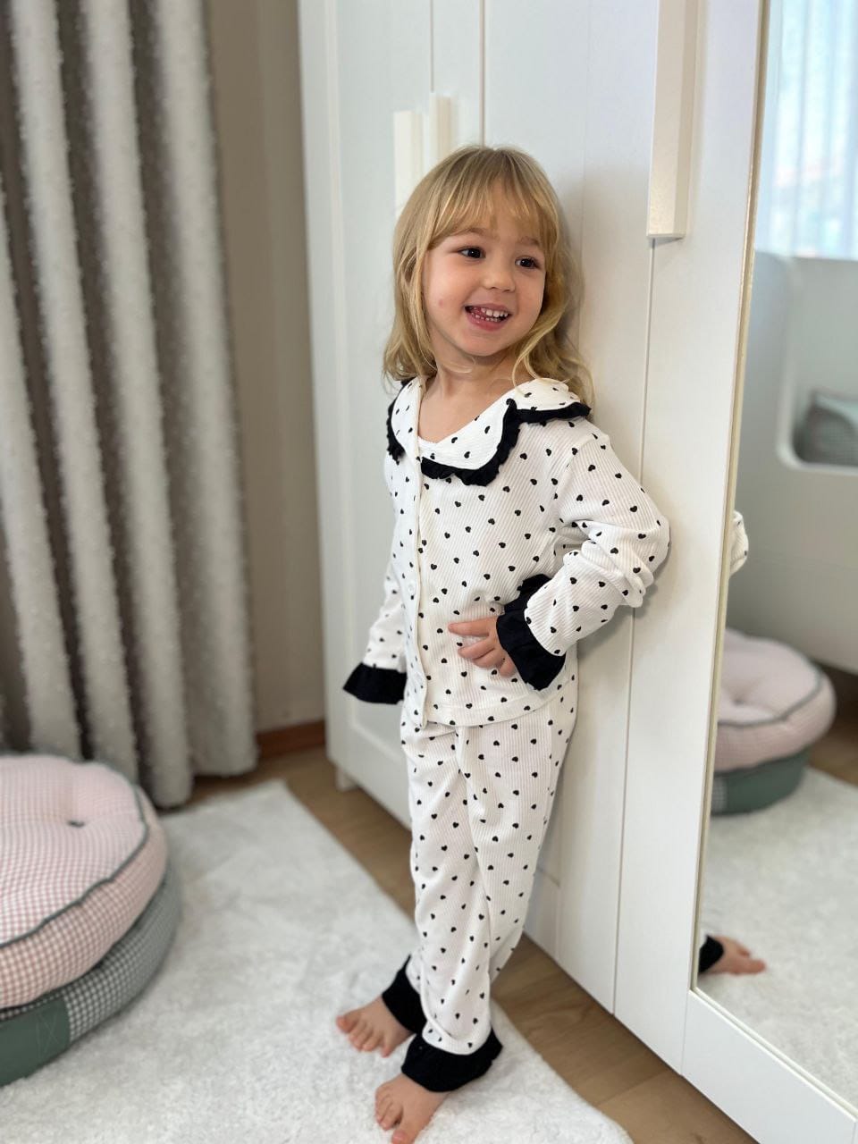 Kalp Baskılı Pijama Takımı