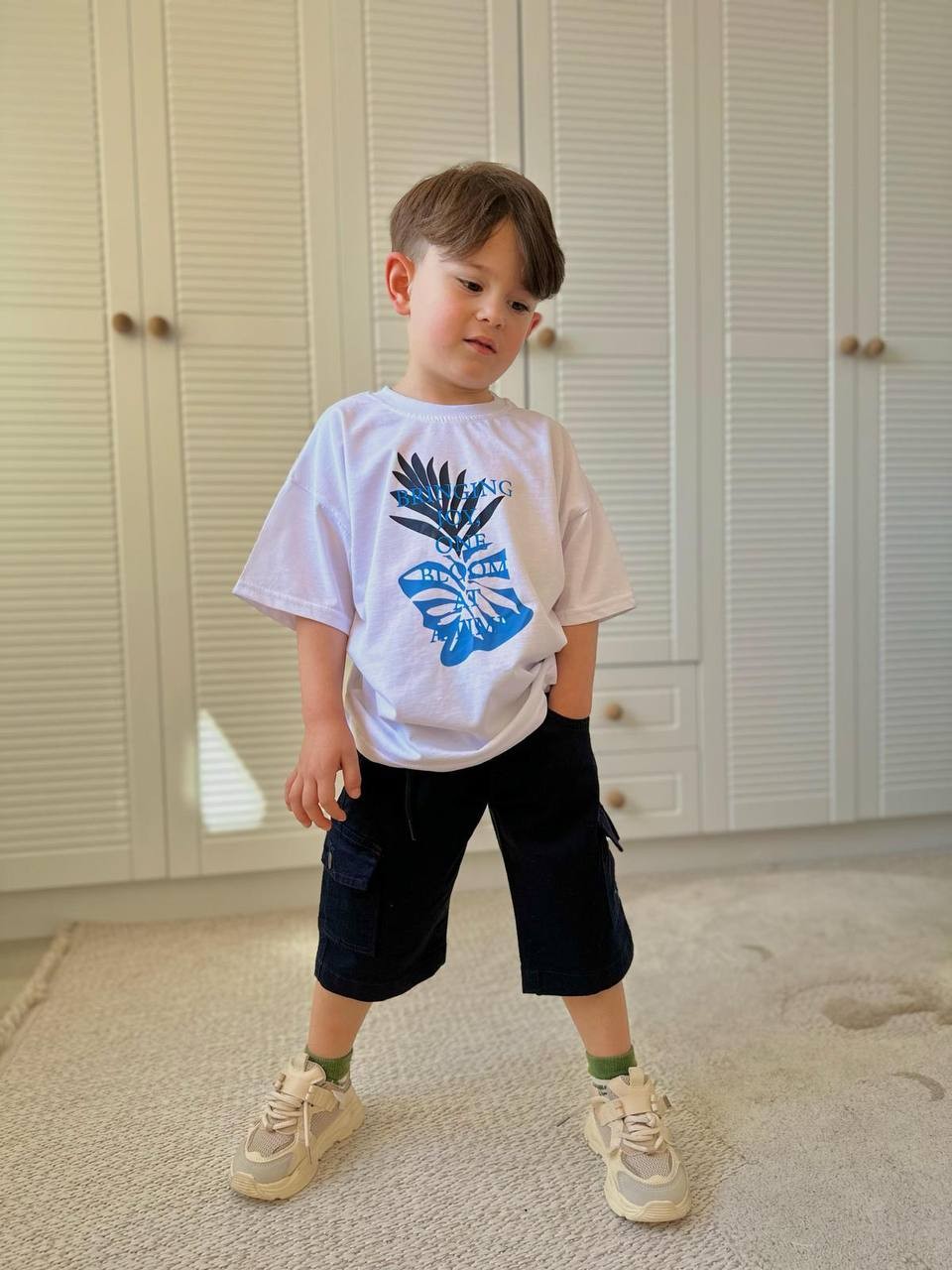 Kargo Cepli Denim Şortlu Takım
