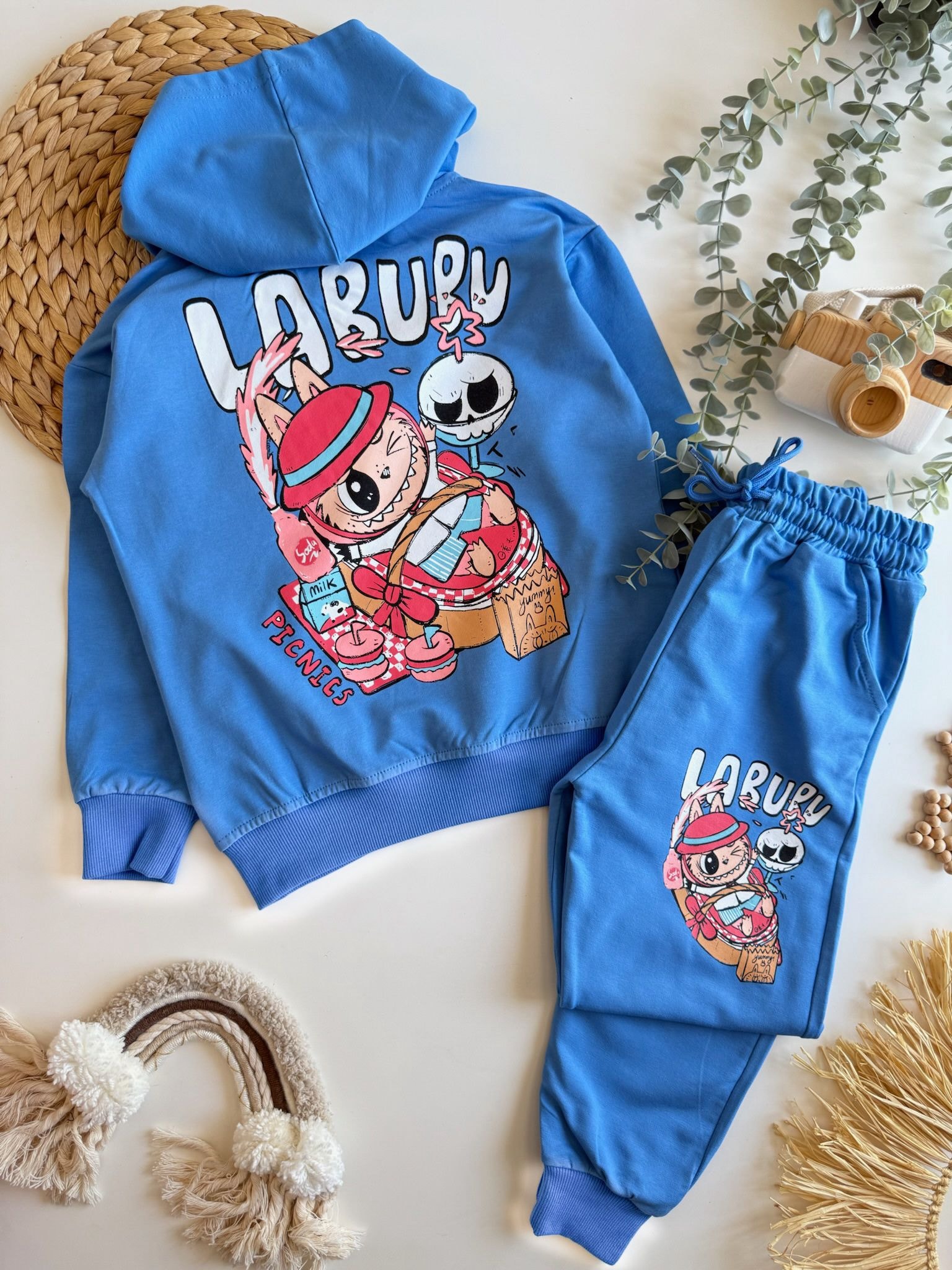 Labubu Baskılı Kapuşonlu Takım