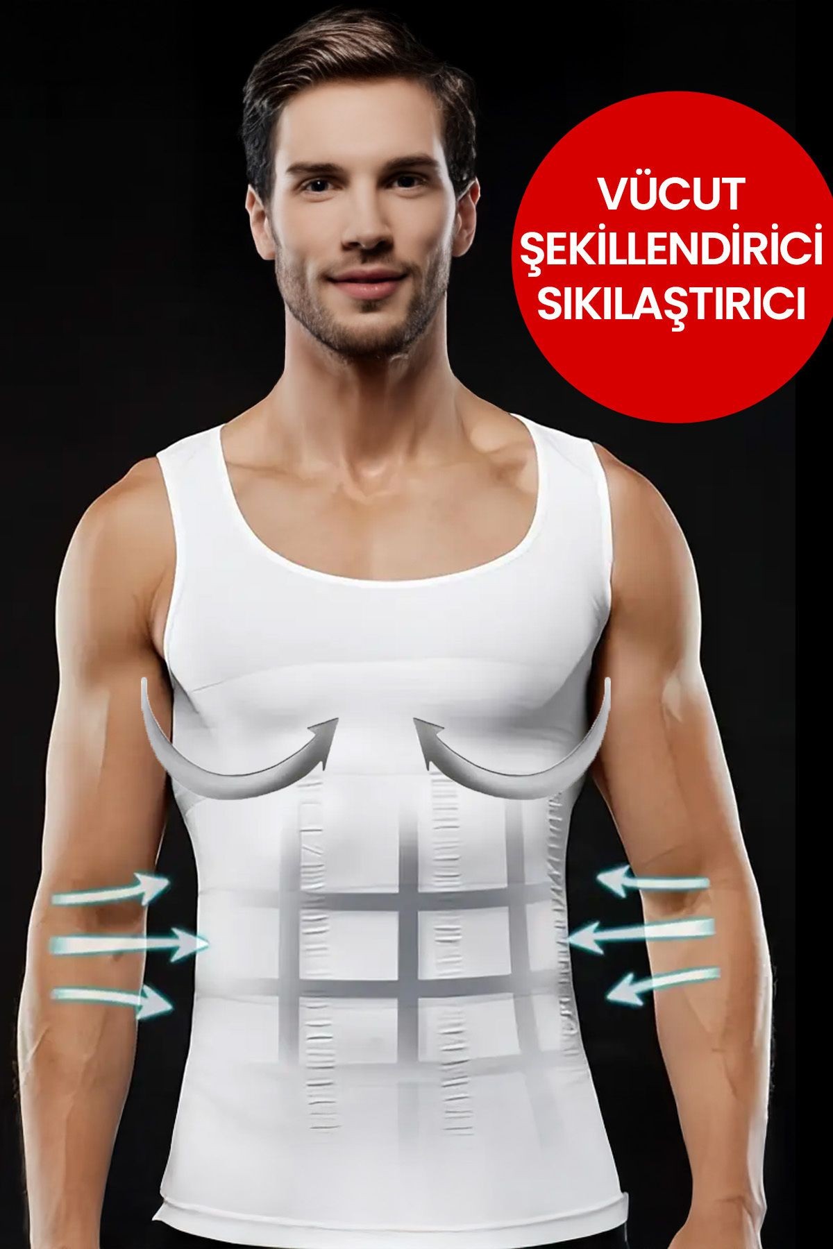ALEXANDER HUD Erkek Toparlayıcı Korse Atlet – Göğüs, Bel Ve Karın Şekillendirici Inceltici - S
