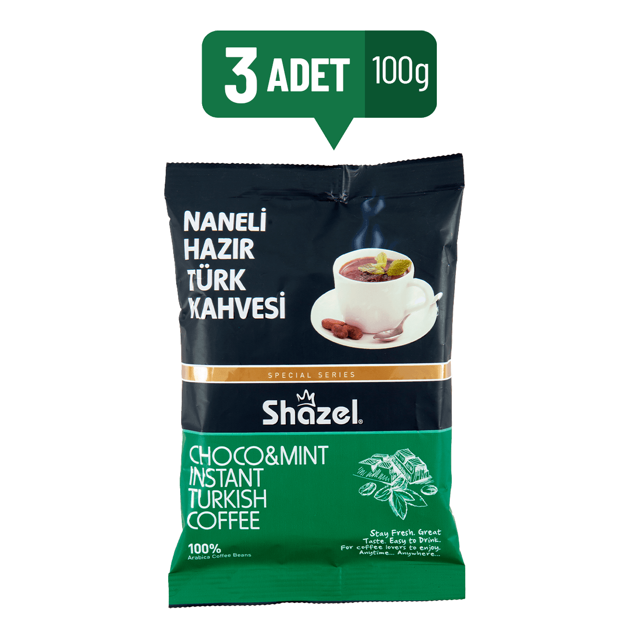 Naneli Hazır Türk Kahvesi 100g x 3 adet (Aromalı)