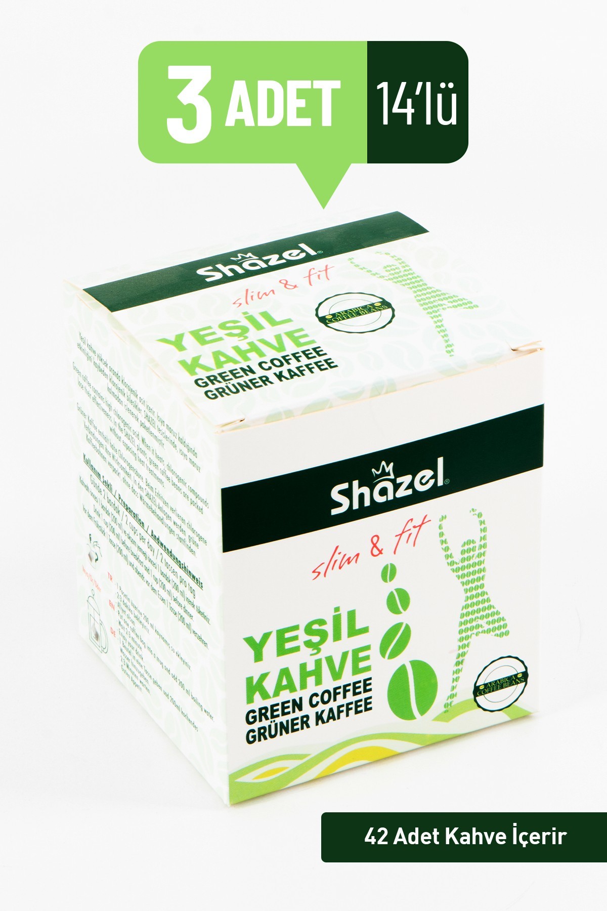 SHAZEL Slim&Fit Yeşil Kahve 14lü x 3 Adet