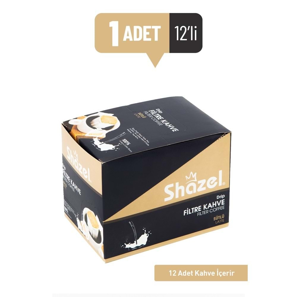 SHAZEL Drip Filtre Kahve Latte 15G x 12 Adet