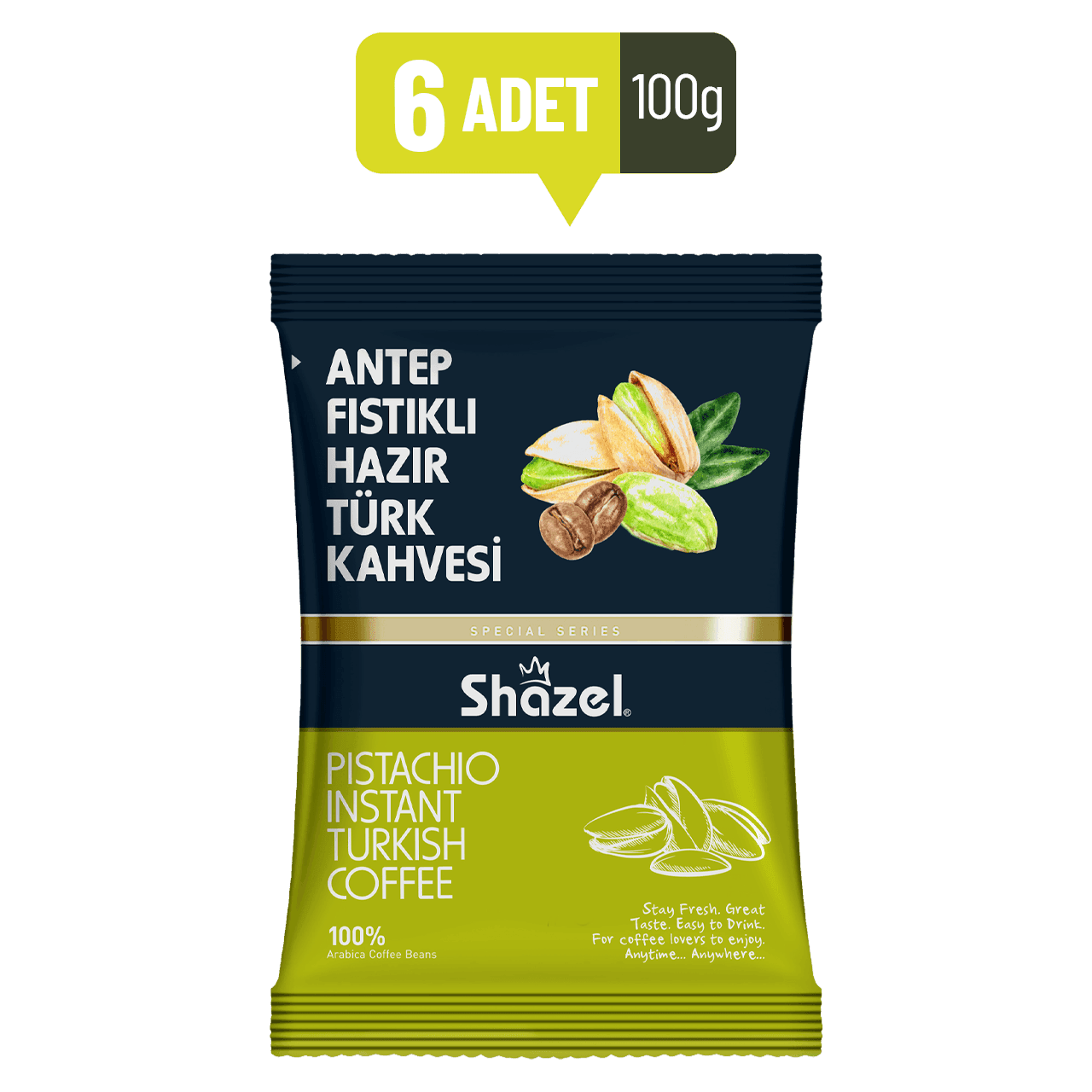 Shazel Antep Fıstıklı Hazır Türk Kahvesi 100 gr x 6 adet