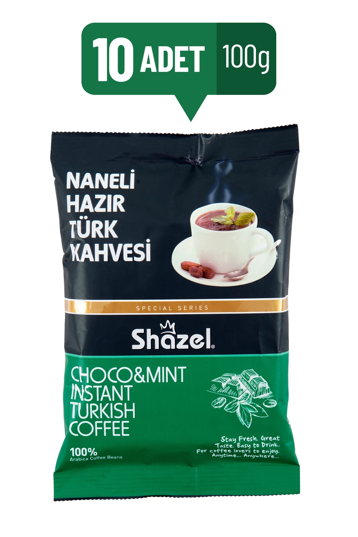 Shazel Naneli Hazır Türk Kahvesi 100 g x 10 Adet (Aromalı)