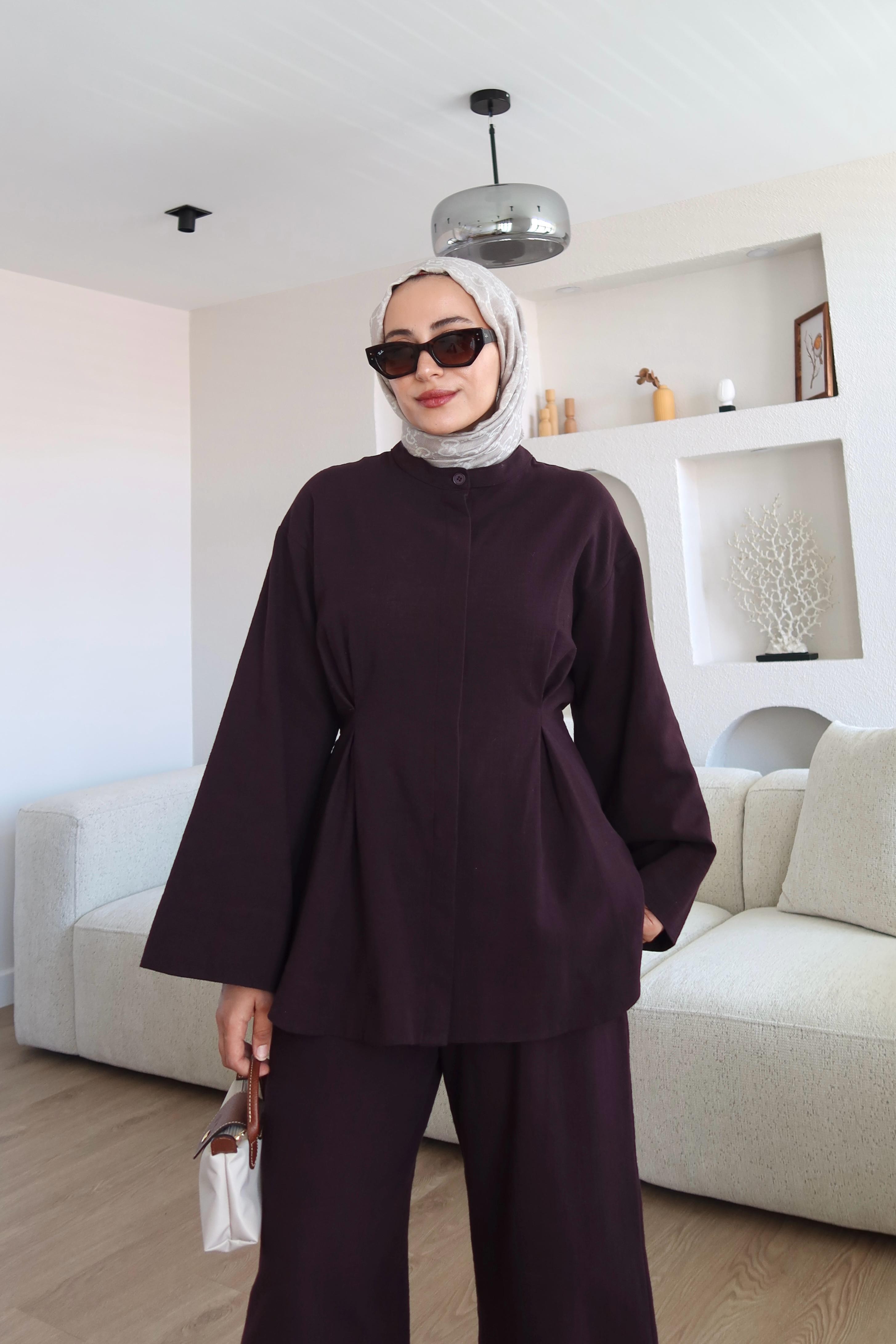 Keten Kumaş Tokyo Takım Bordo