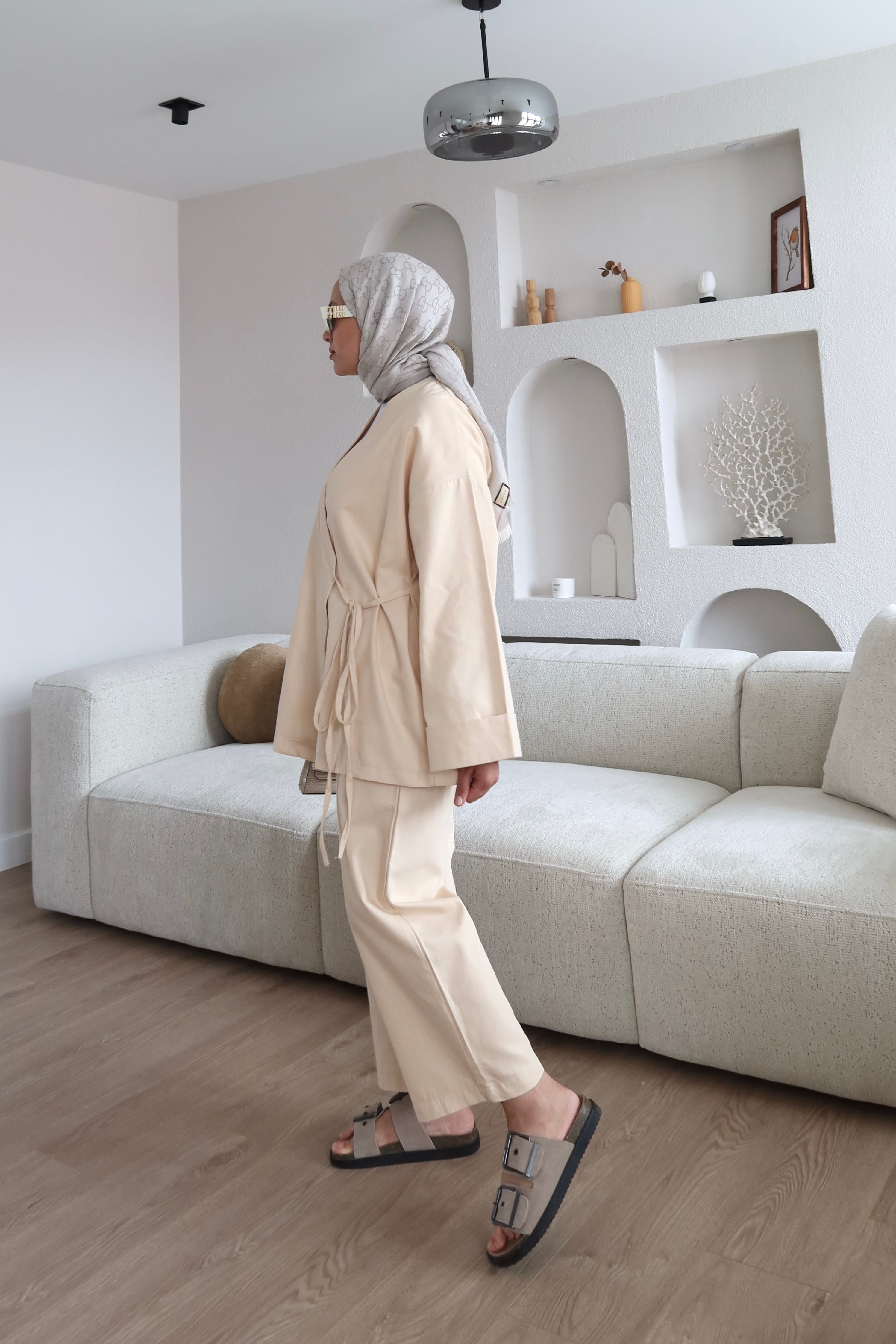 Bağlama Detaylı Kimono Takım Taş