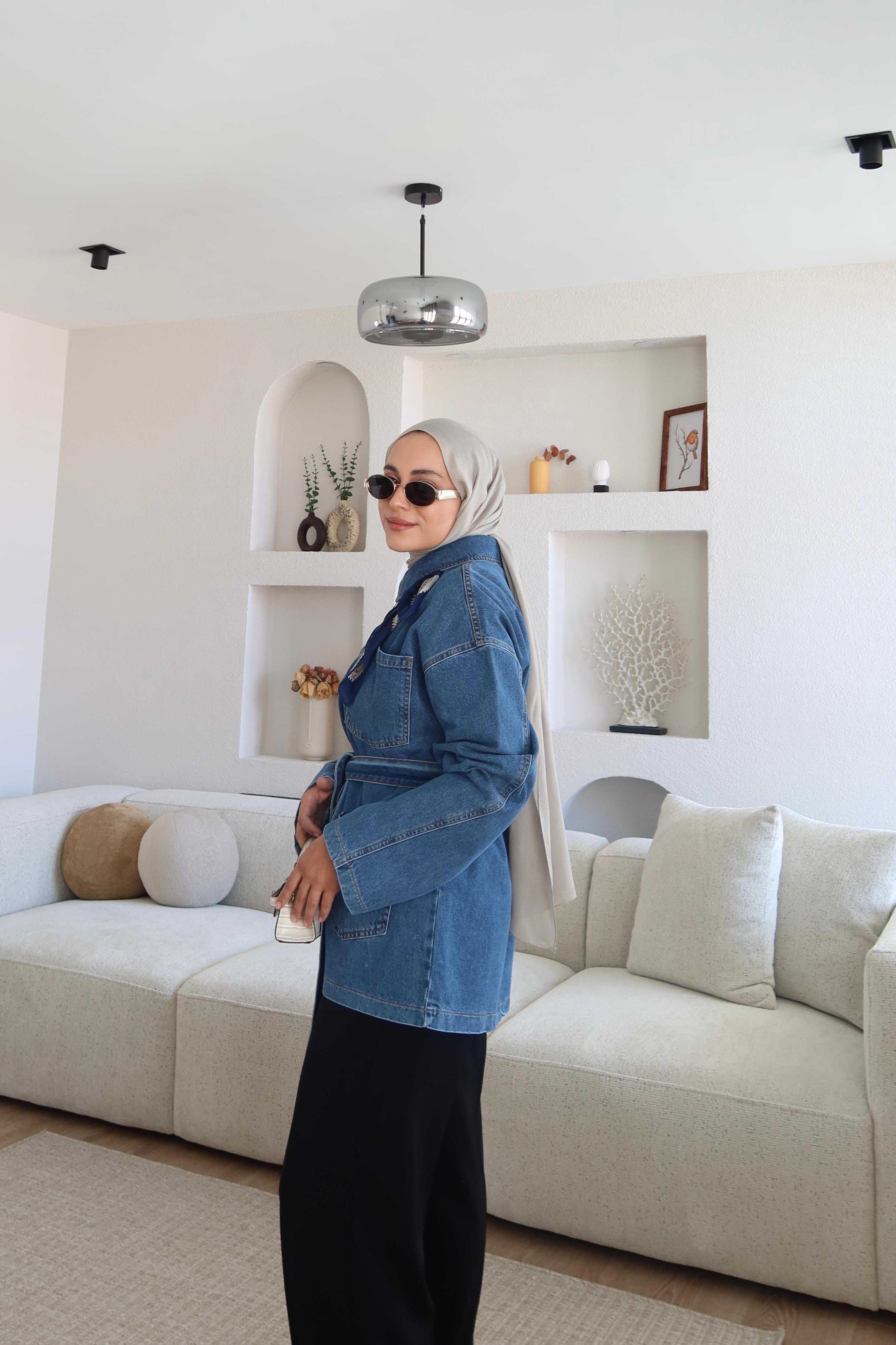 Kemerli Premium Denim Ceket