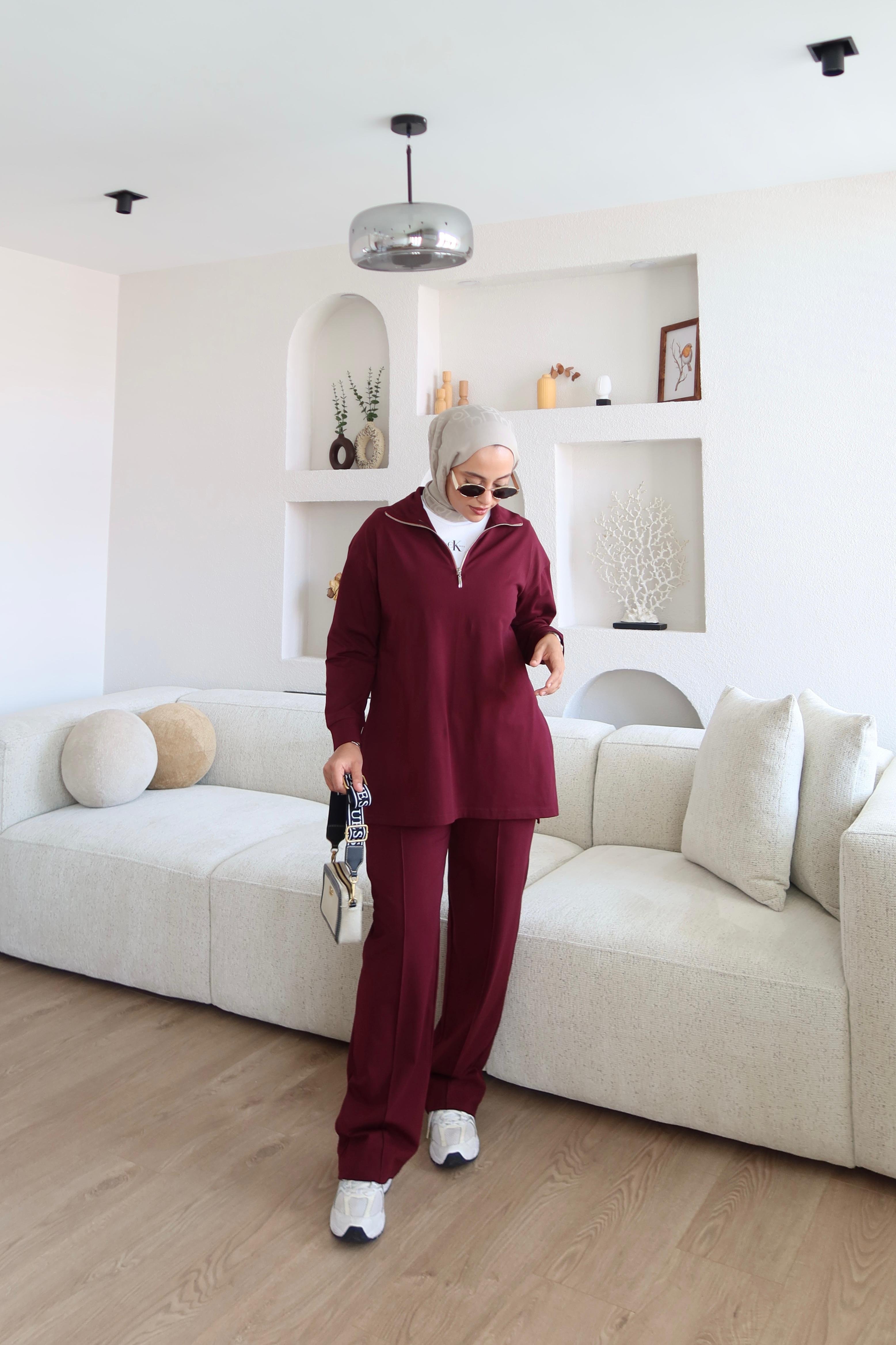Fermuarlı Basic Takım Bordo (Ön Sipariş)