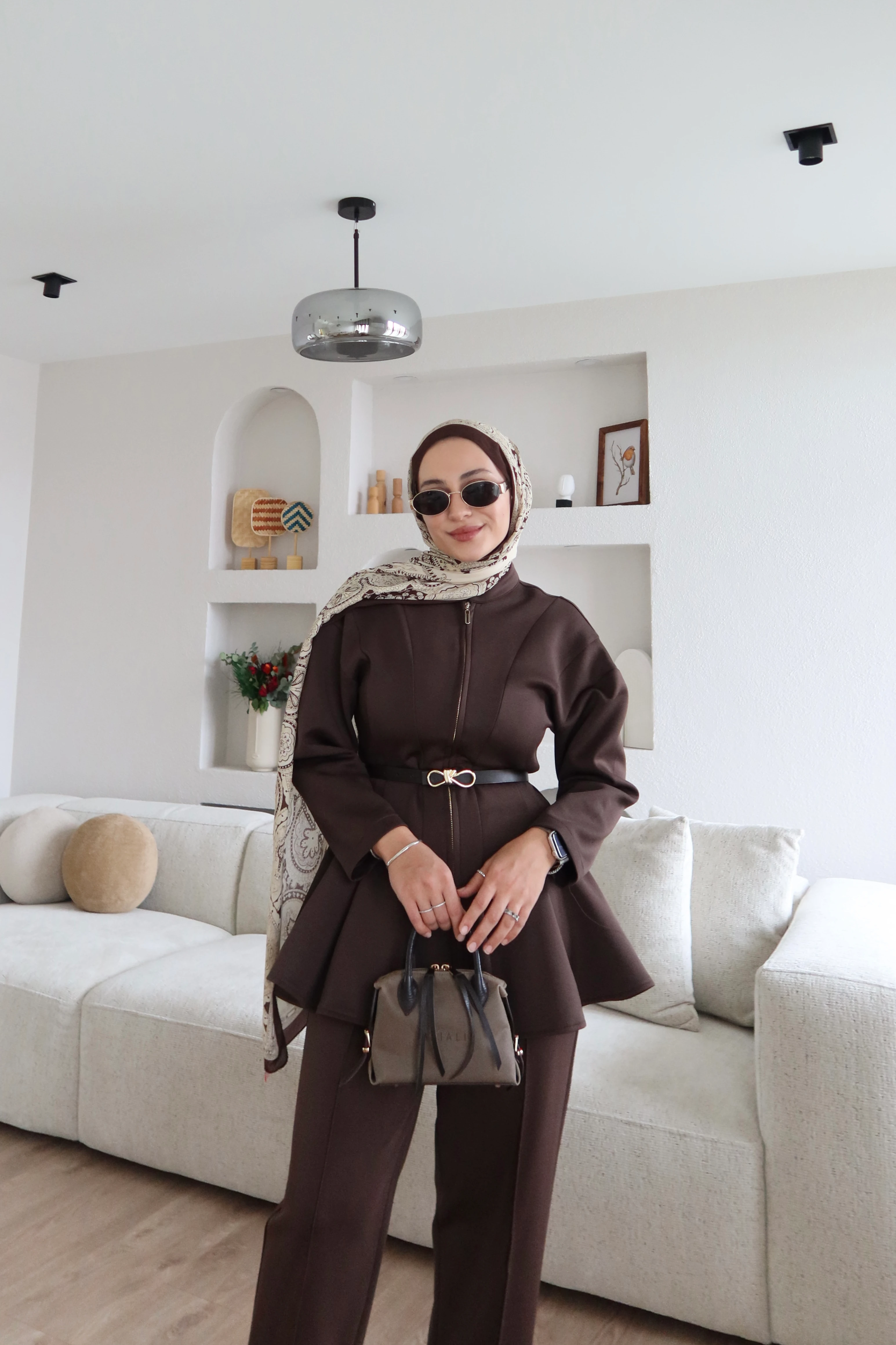 Elleon Fermuarlı Scuba Takım Kahverengi