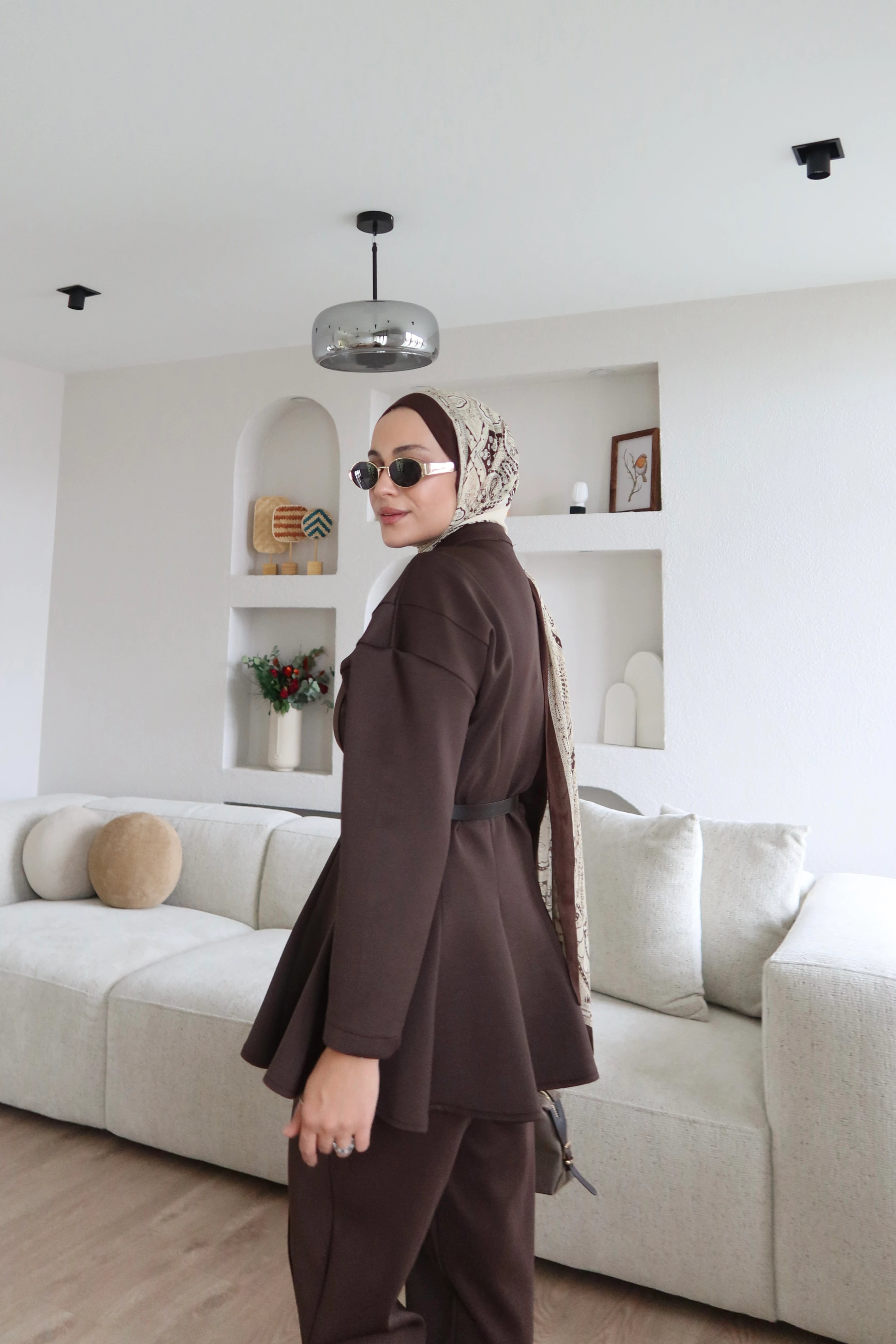 Elleon Fermuarlı Scuba Takım Kahverengi