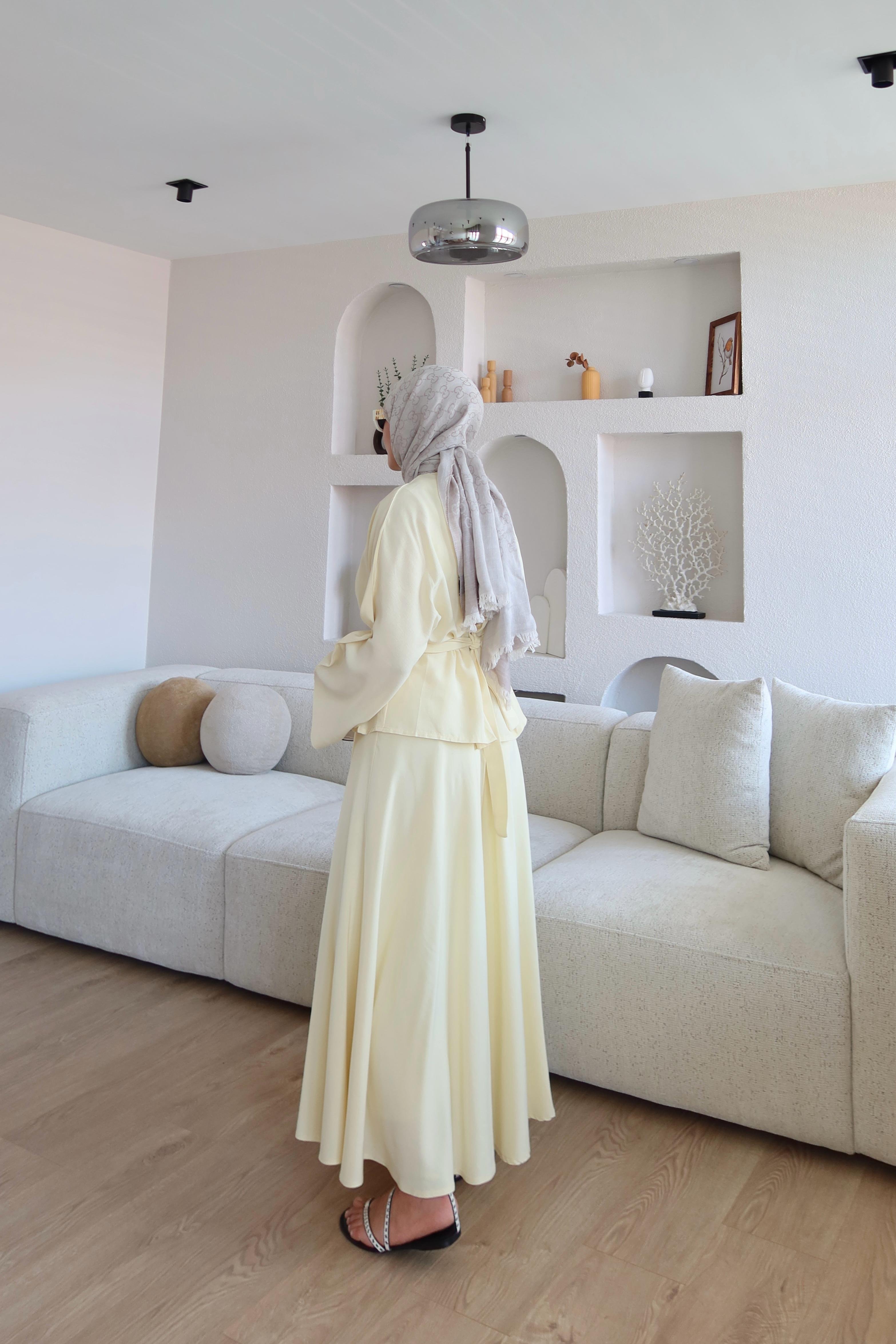 Dezzy Belden Bağlamalı Keten Takım Butter Yellow 