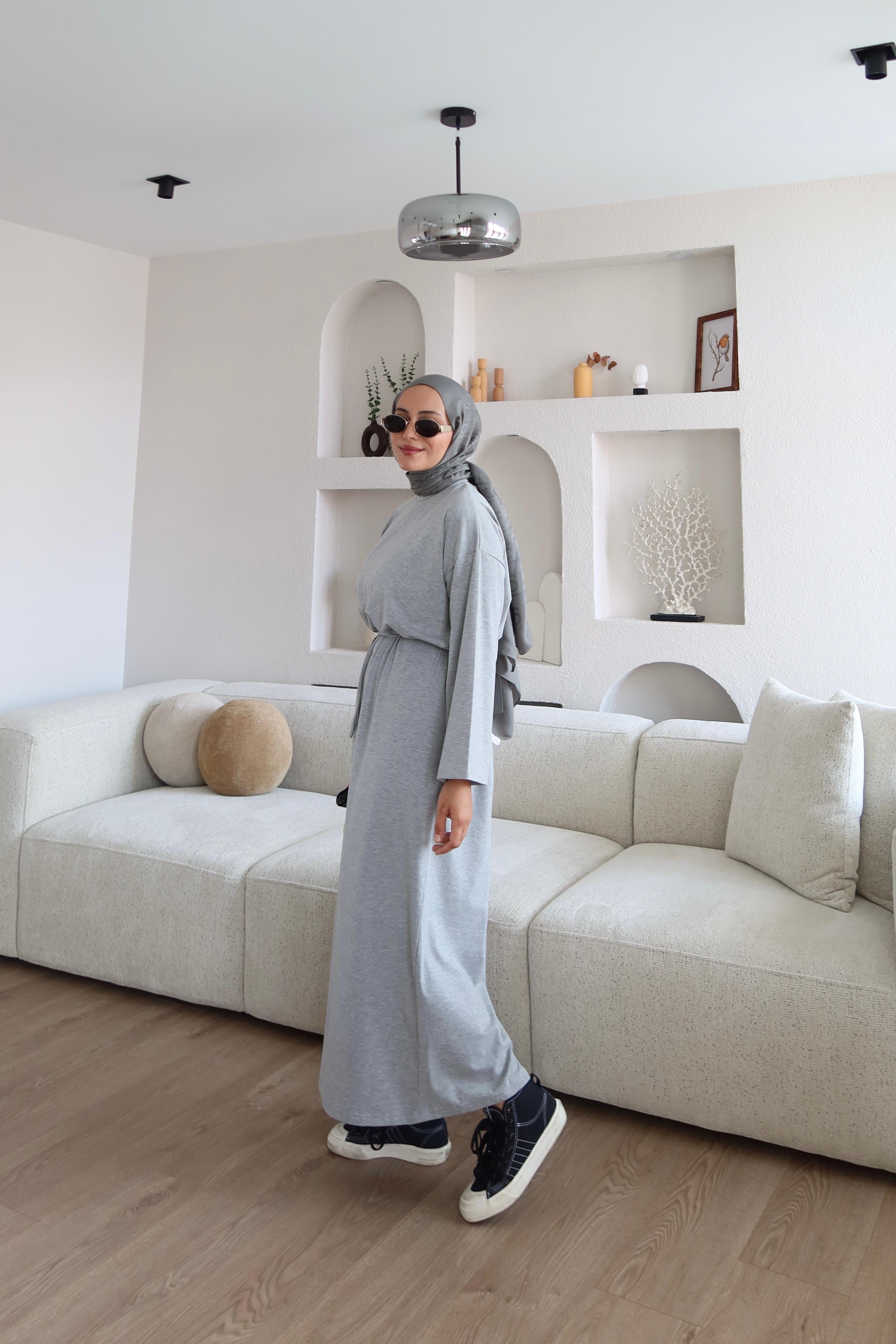 Kimono Kol Penye Elbise A.Gri (Ön Sipariş)