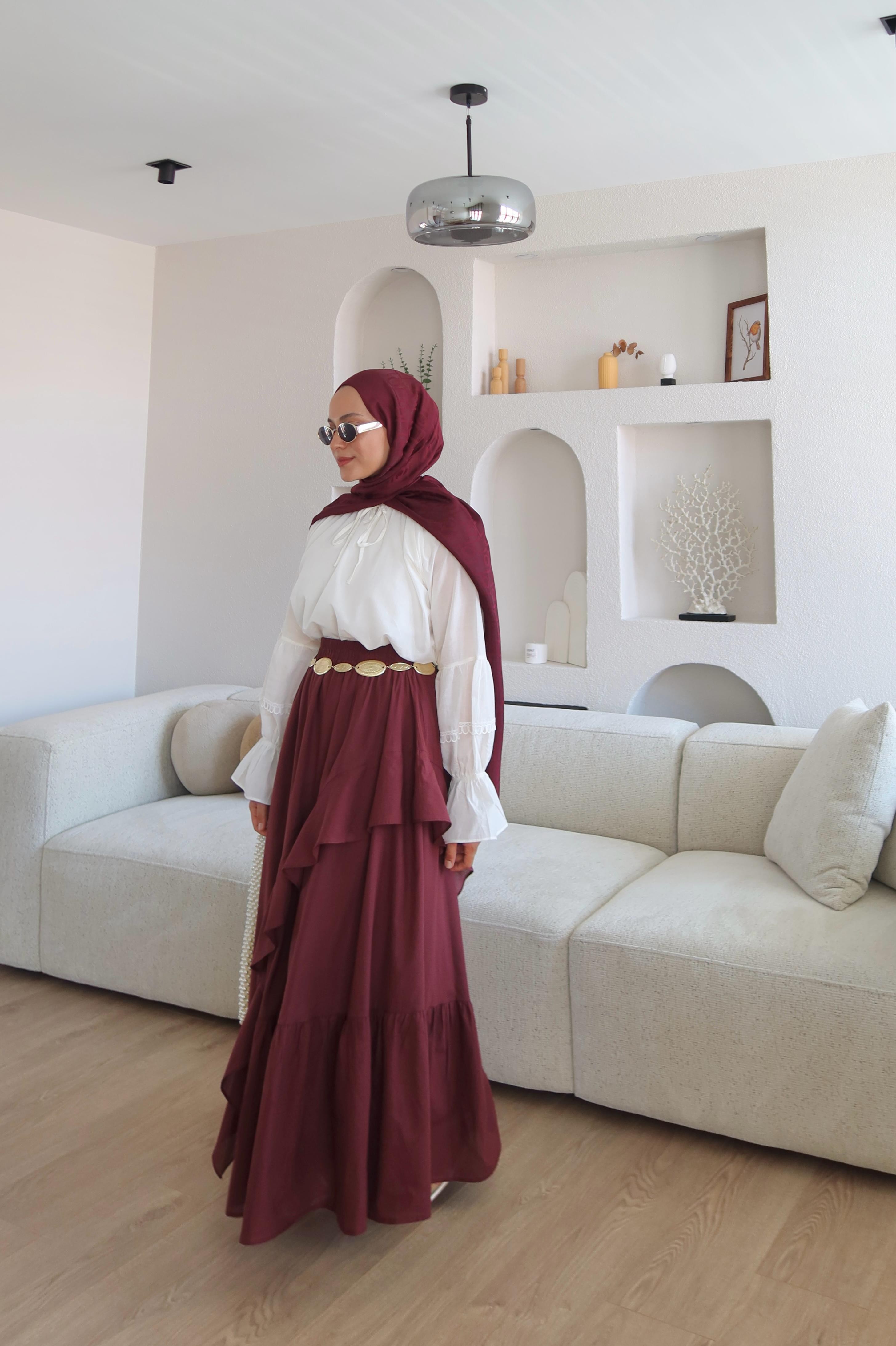 Kimberly Zıt Renkli Vual Takım Bordo 