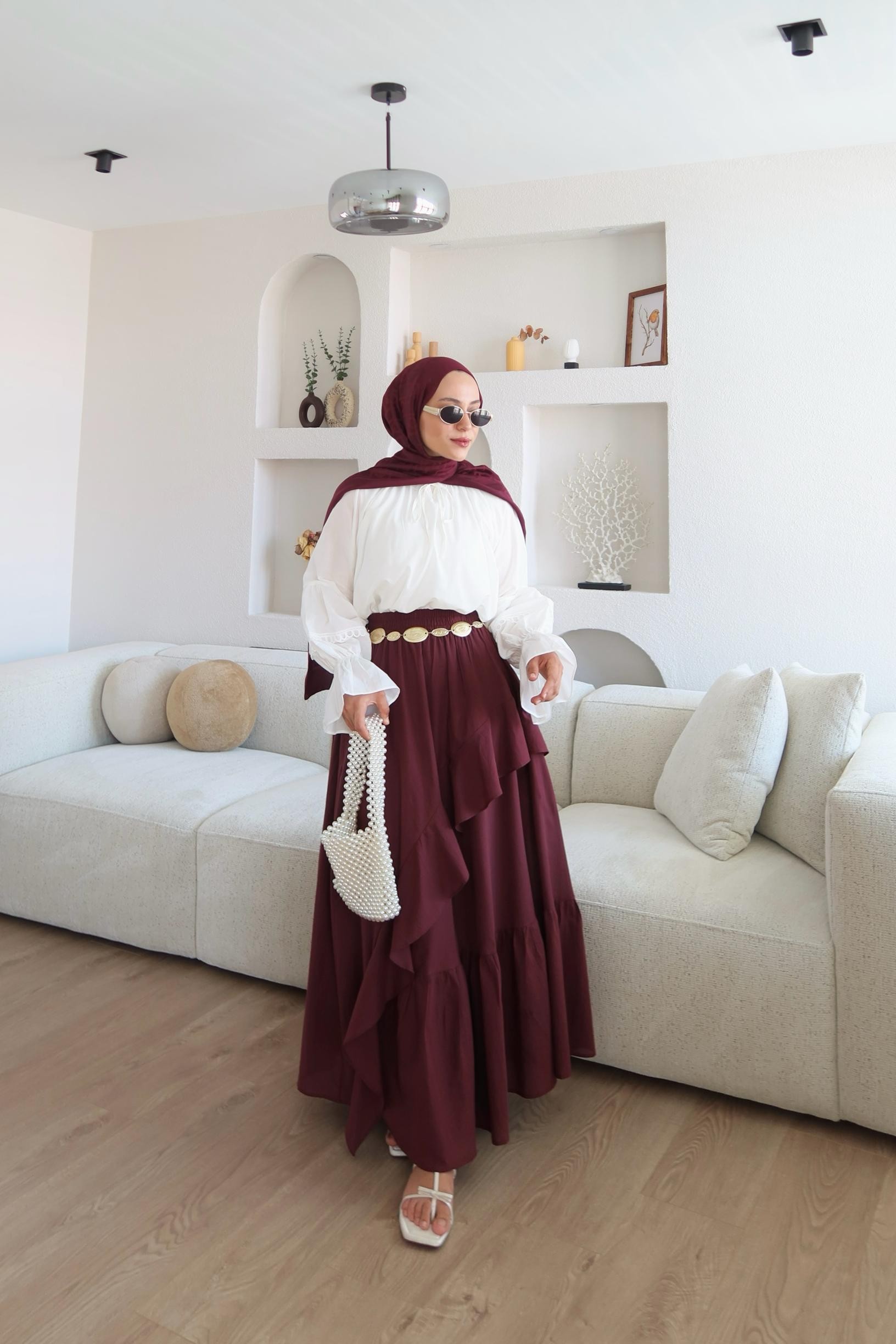 Kimberly Zıt Renkli Vual Takım Bordo 