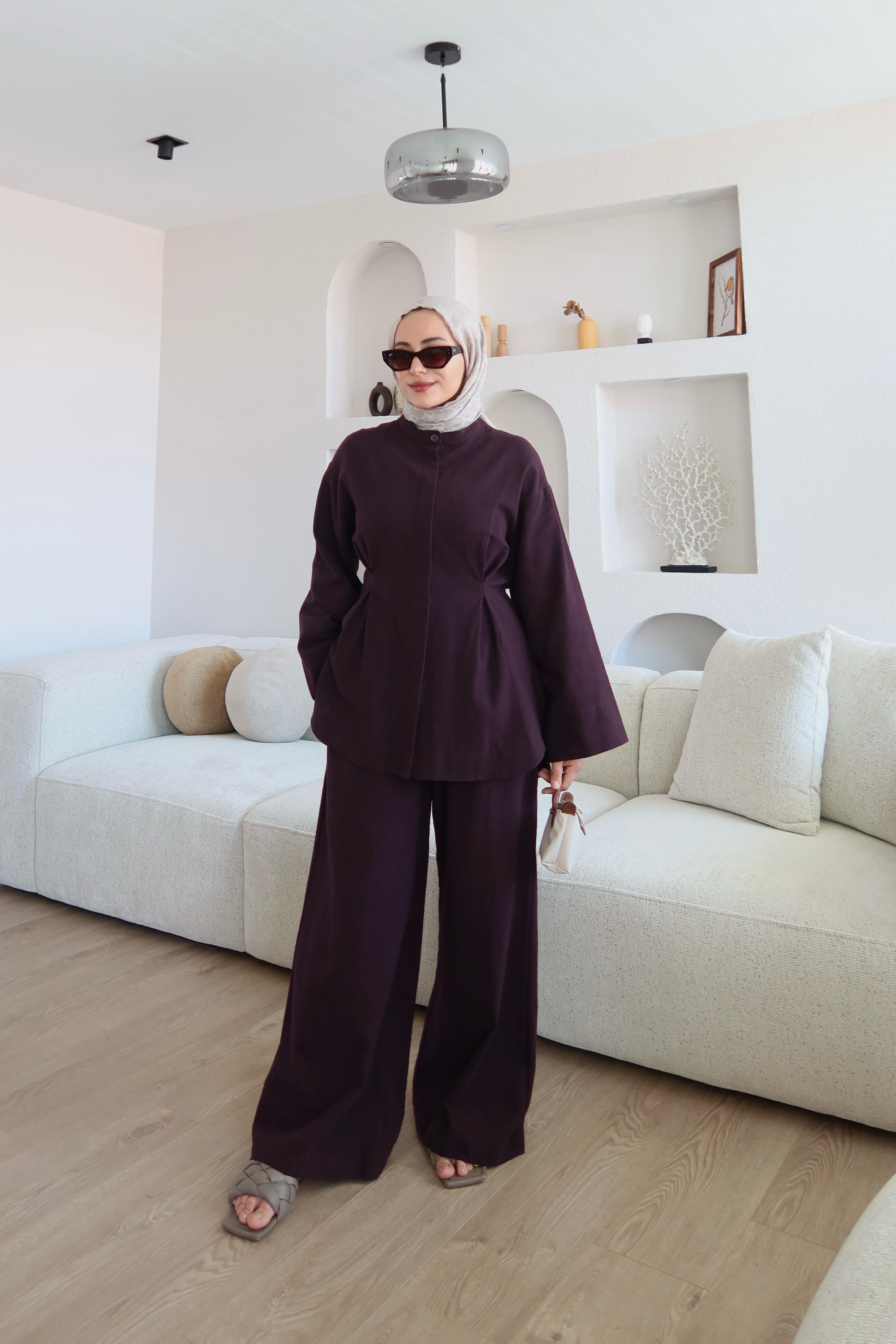 Keten Kumaş Tokyo Takım Bordo image