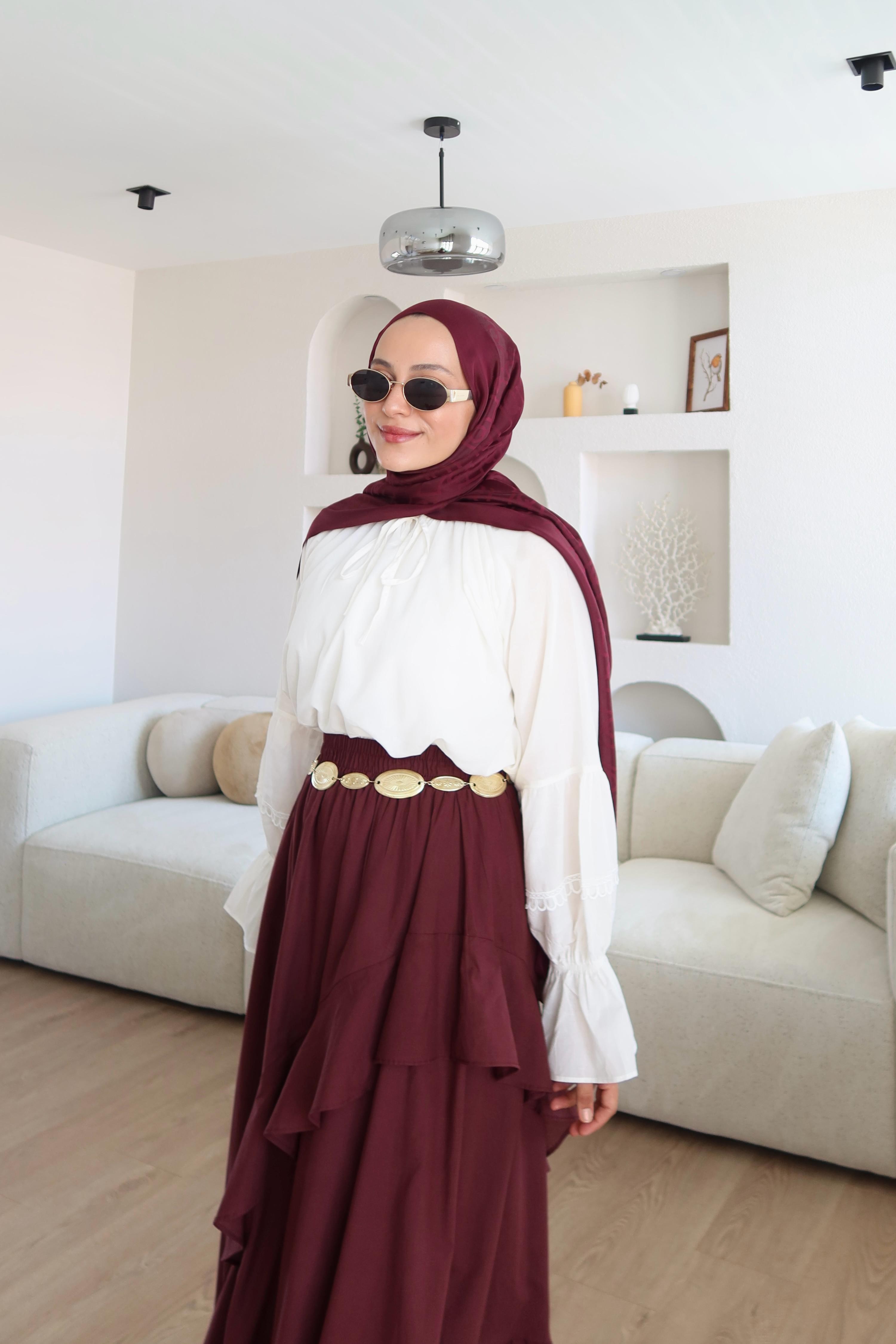 Kimberly Zıt Renkli Vual Takım Bordo 