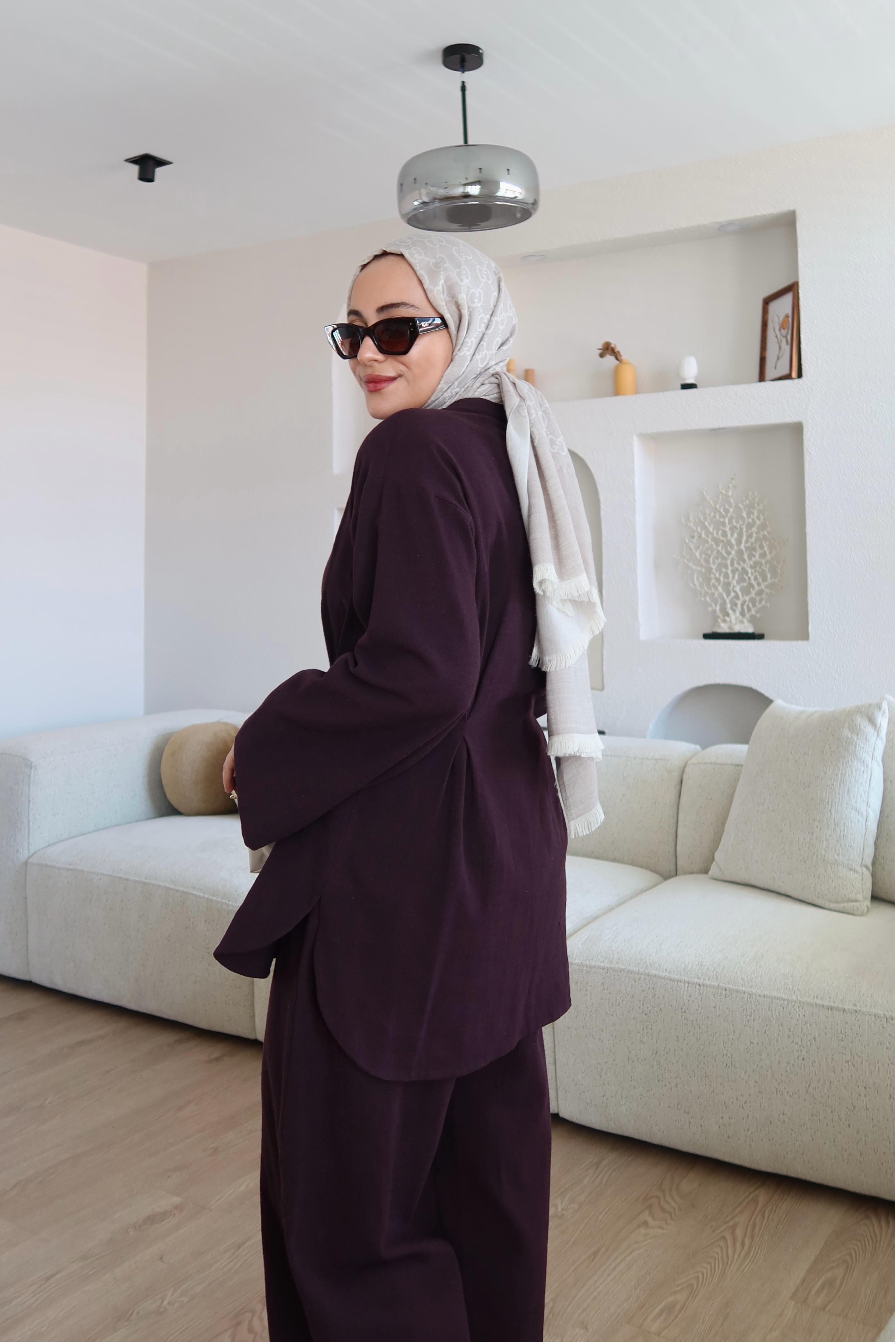 Keten Kumaş Tokyo Takım Bordo