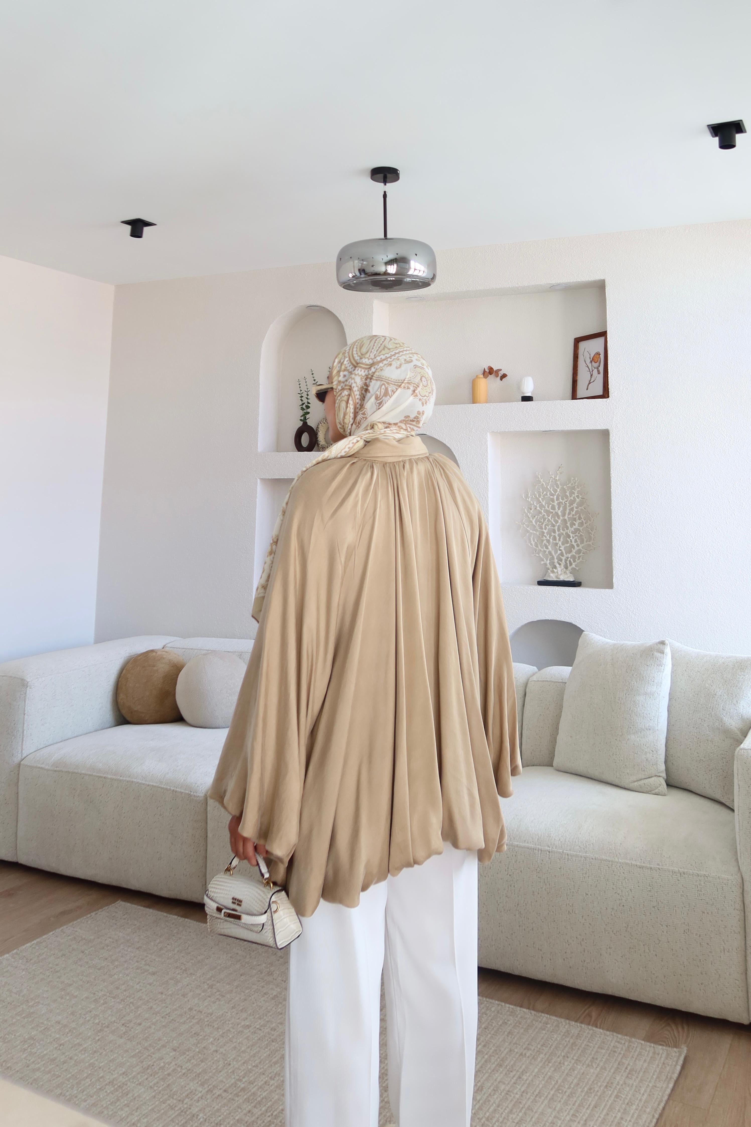 Premium Saten Kumaş Bomber Ceket Vizon