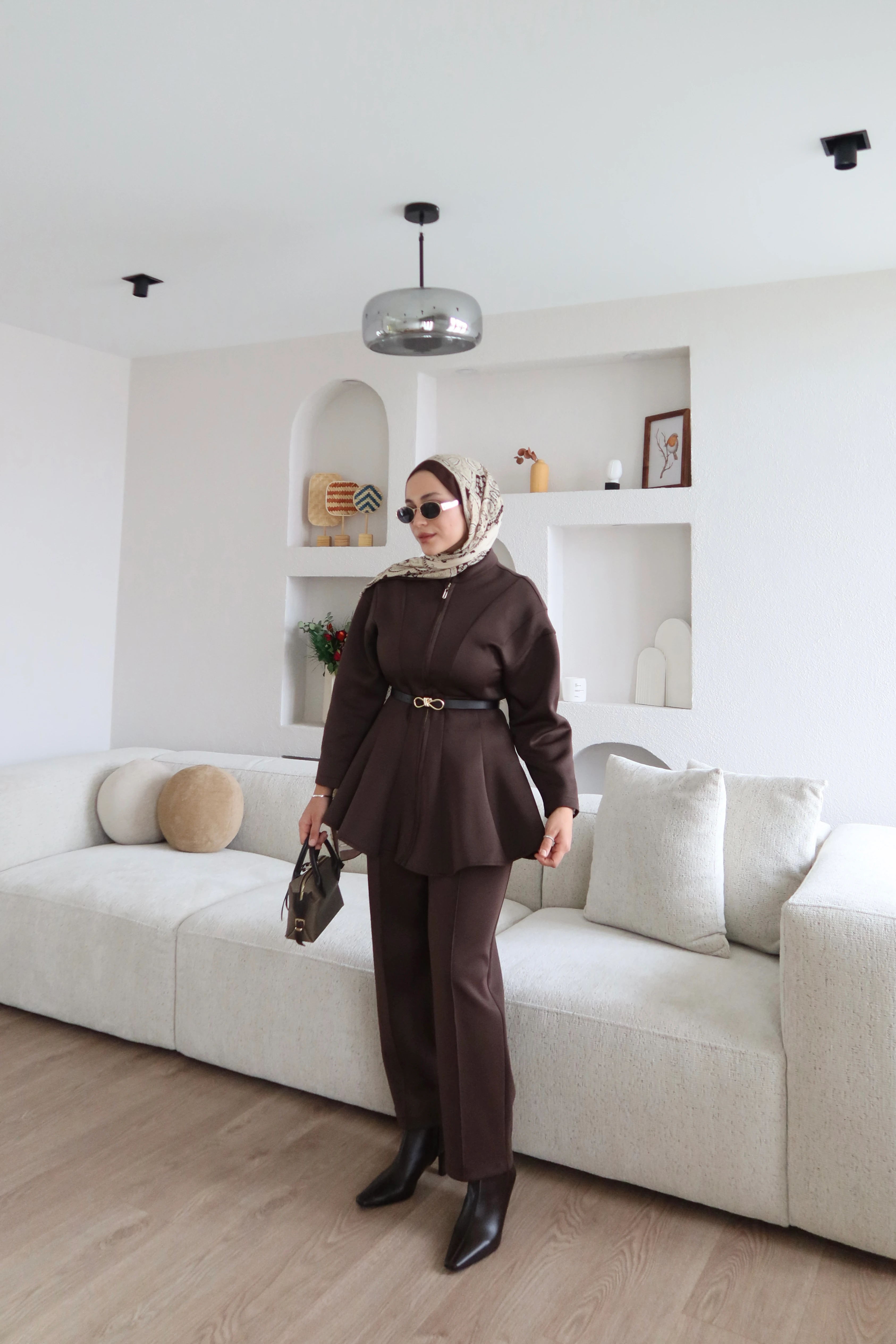 Elleon Fermuarlı Scuba Takım Kahverengi