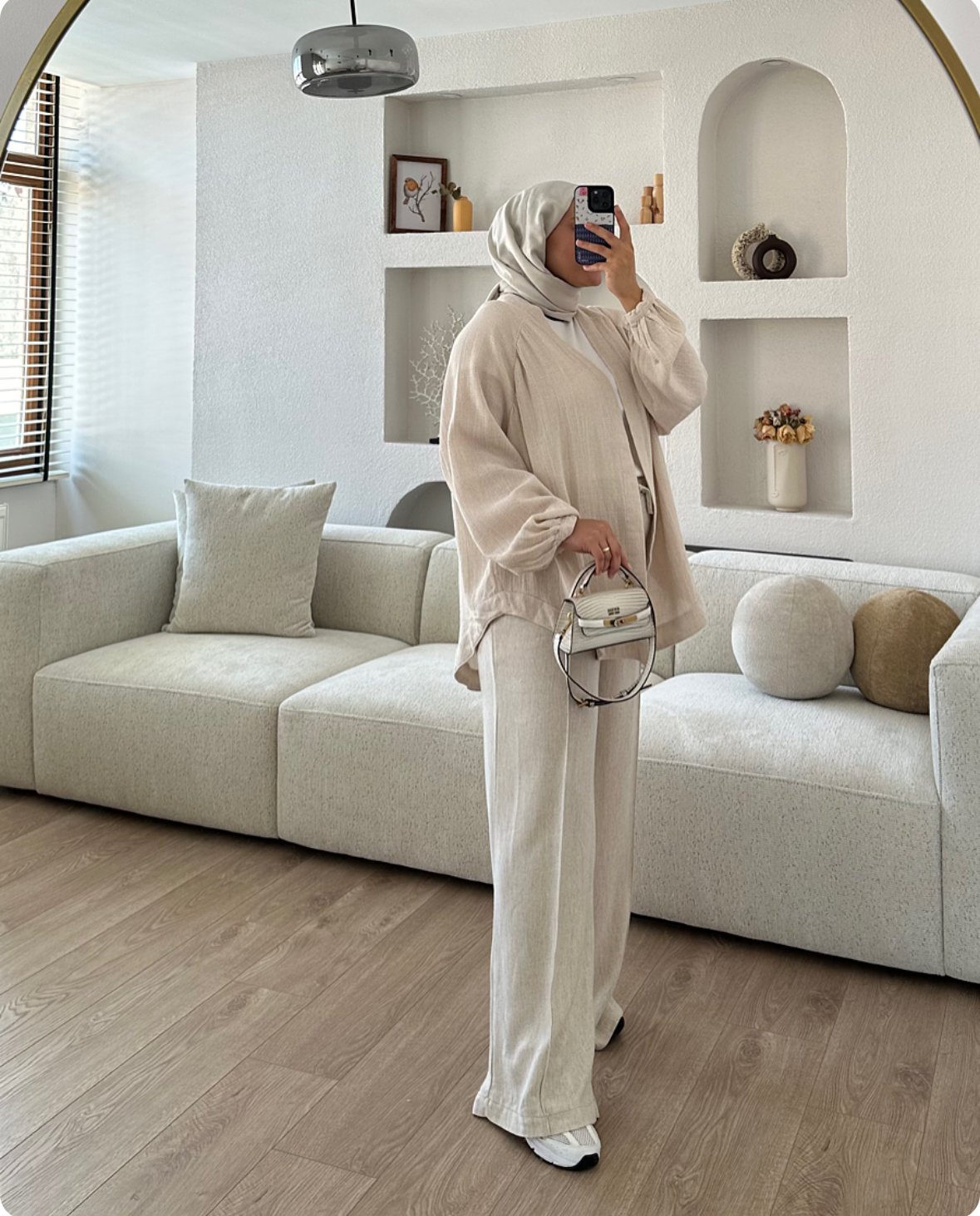 Natural Kimono Pudra X Palazzo Pantolon Taş Kombin İndirimi