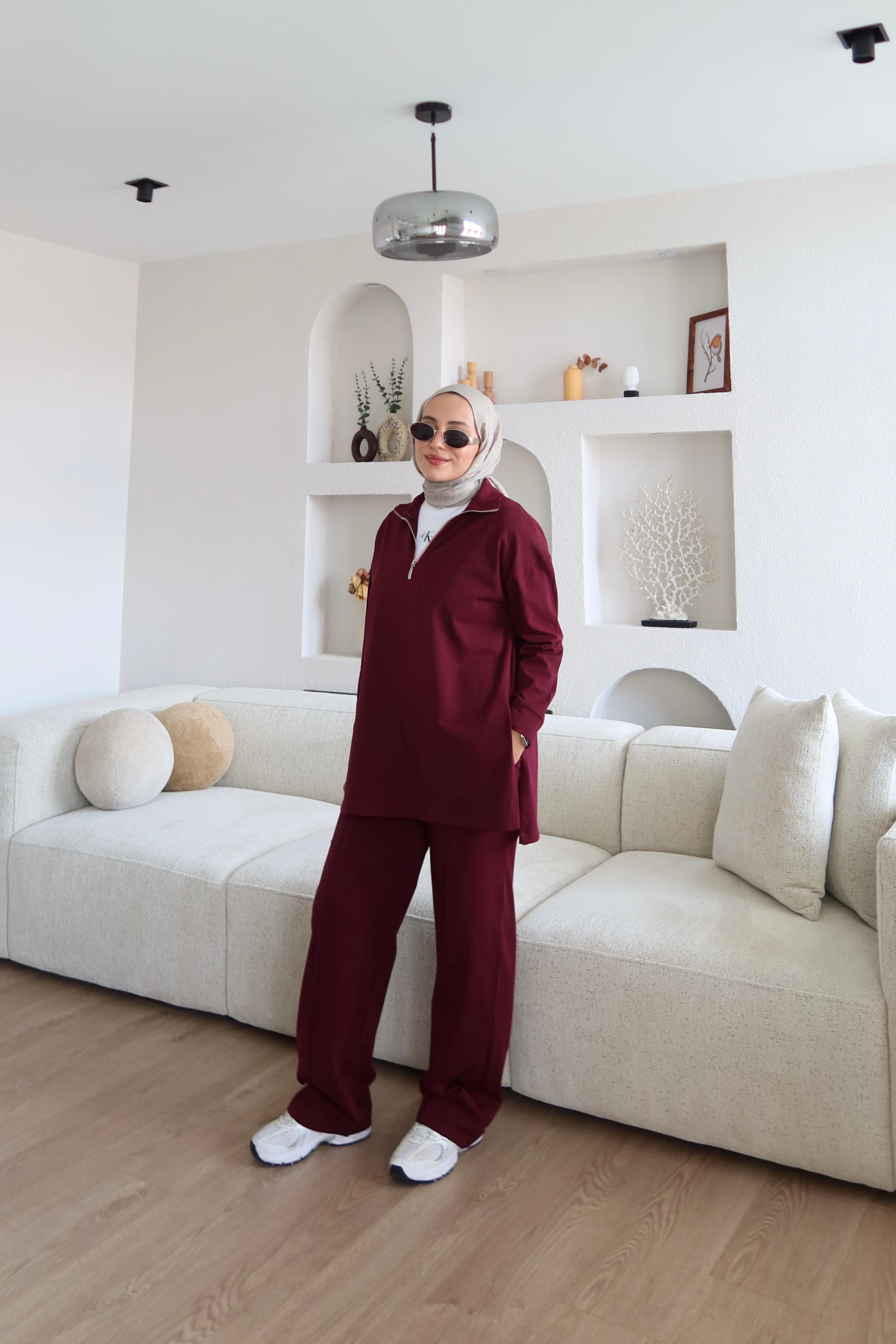 Fermuarlı Basic Takım Bordo (Ön Sipariş)
