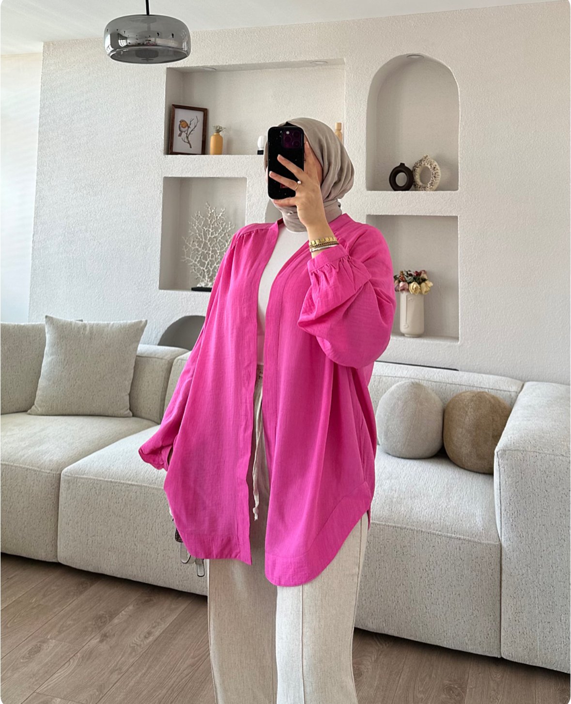 İnce Kumaş Kimono Pembe 