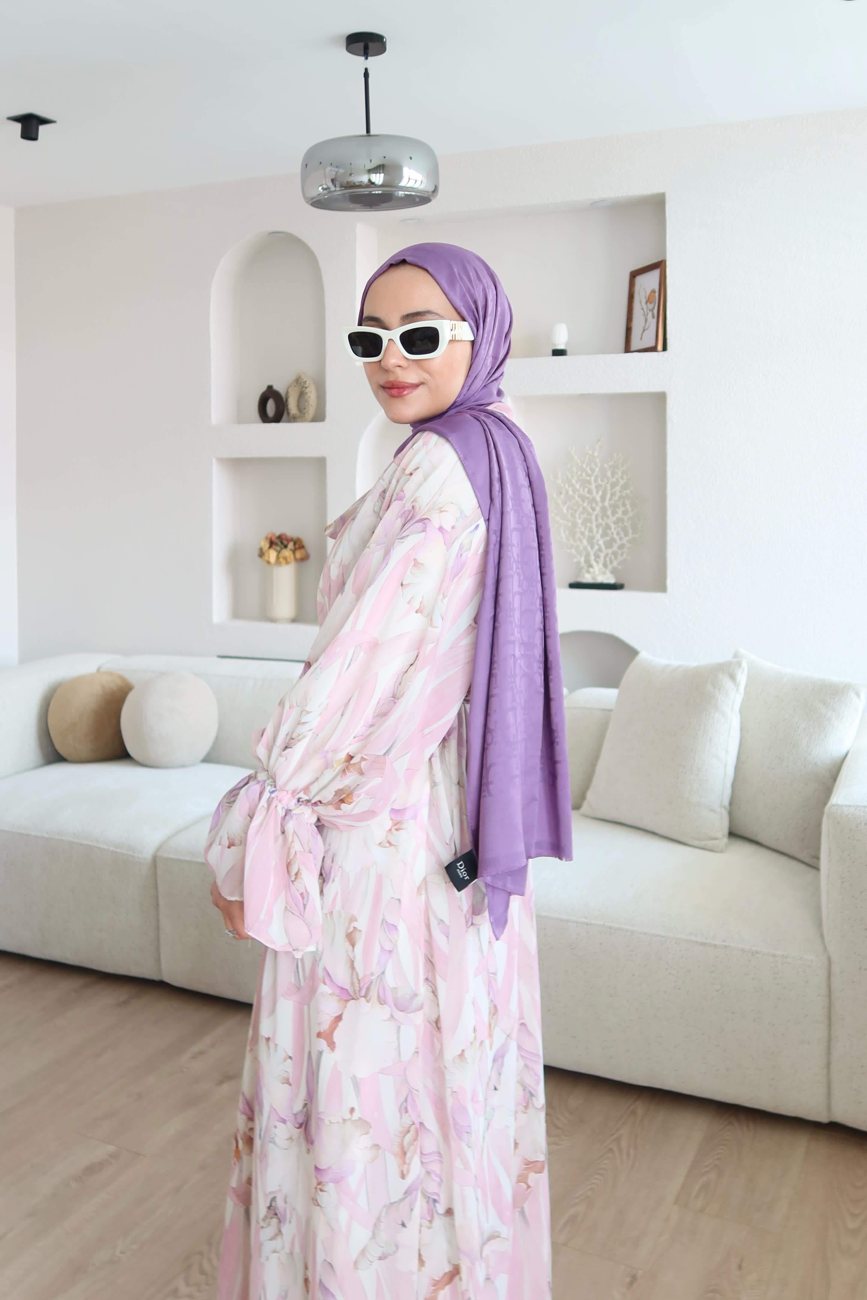 Dyla Desenli Şifon Elbise Pembe 