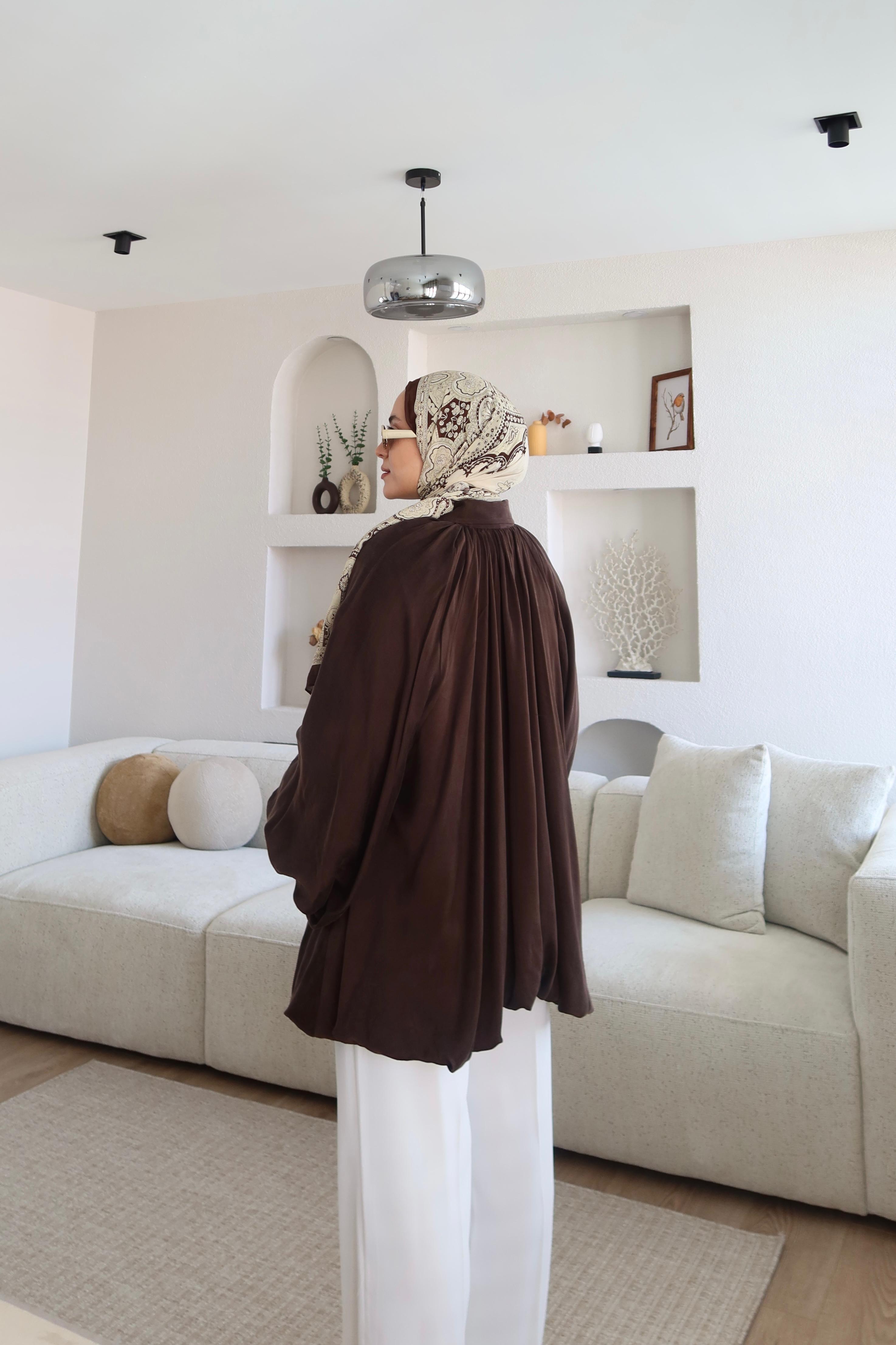 Premium Saten Kumaş Bomber Ceket Kahverengi 