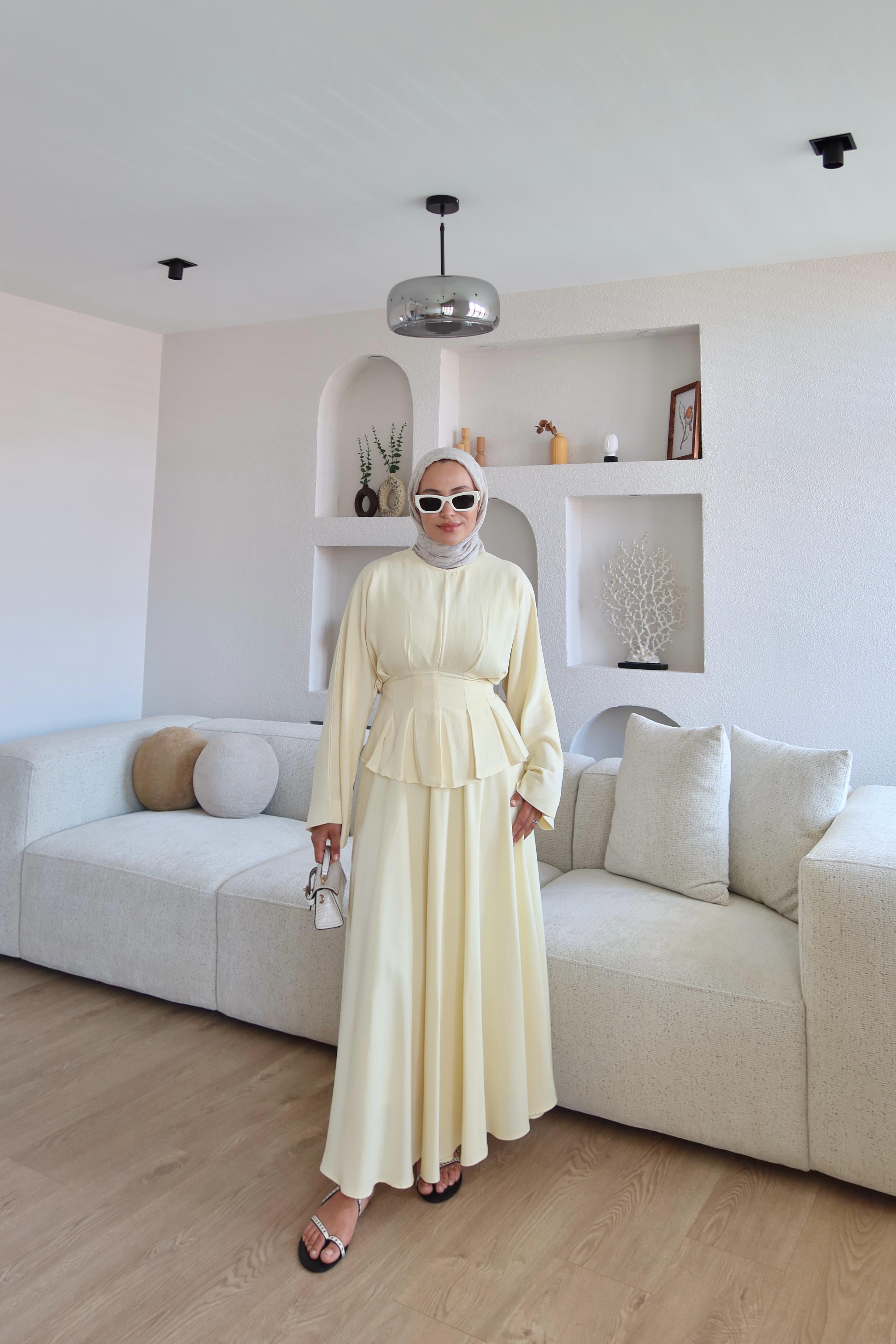 Dezzy Belden Bağlamalı Keten Takım Butter Yellow 