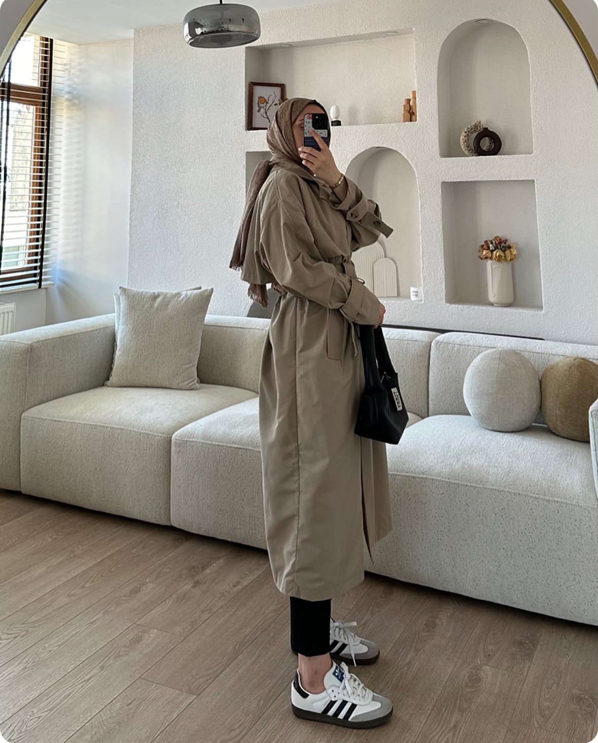 Kruvaze Yaka Oversize Premium Trençkot Taş