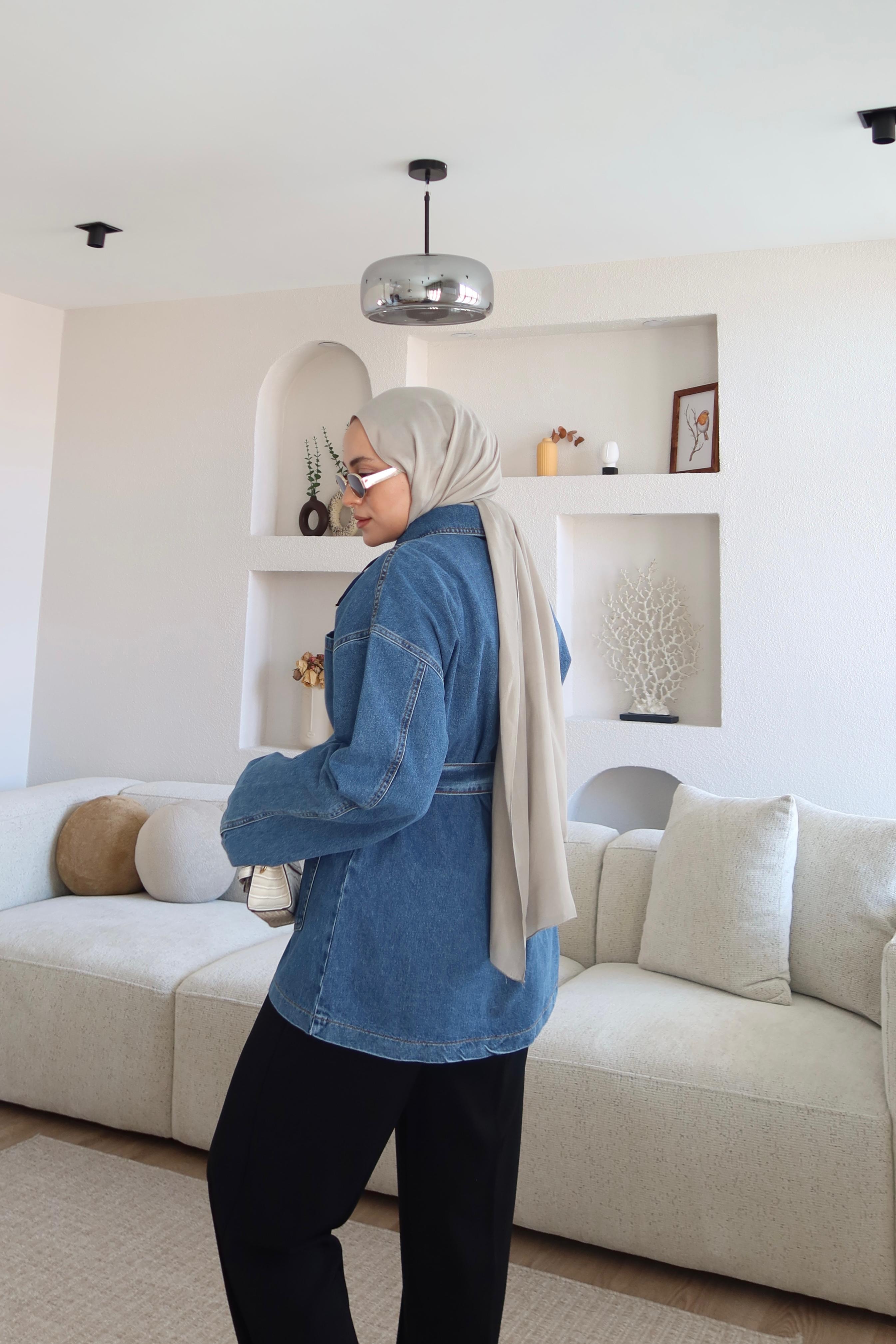 Kemerli Premium Denim Ceket