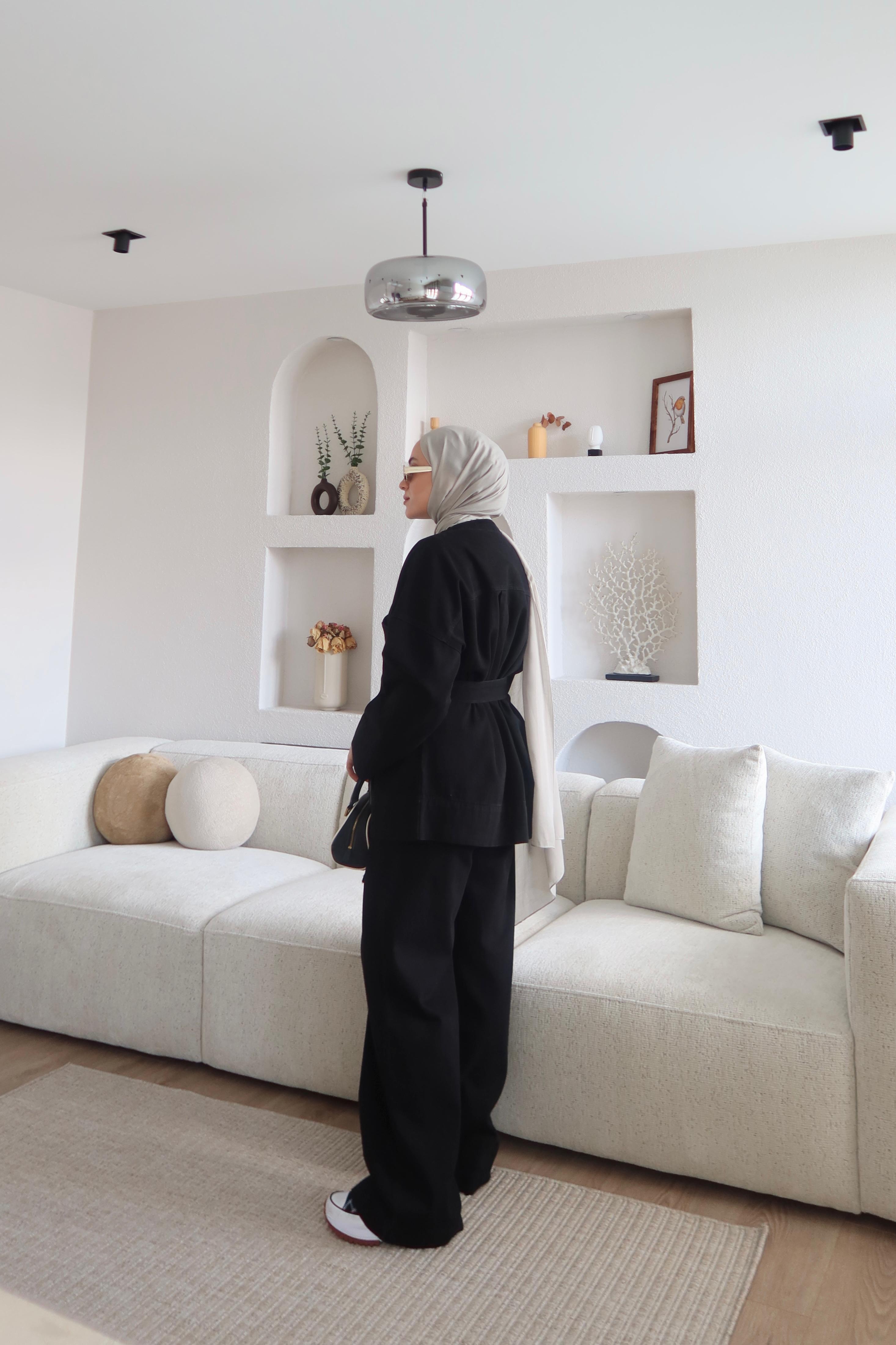 Kemerli Denim Takım Siyahh